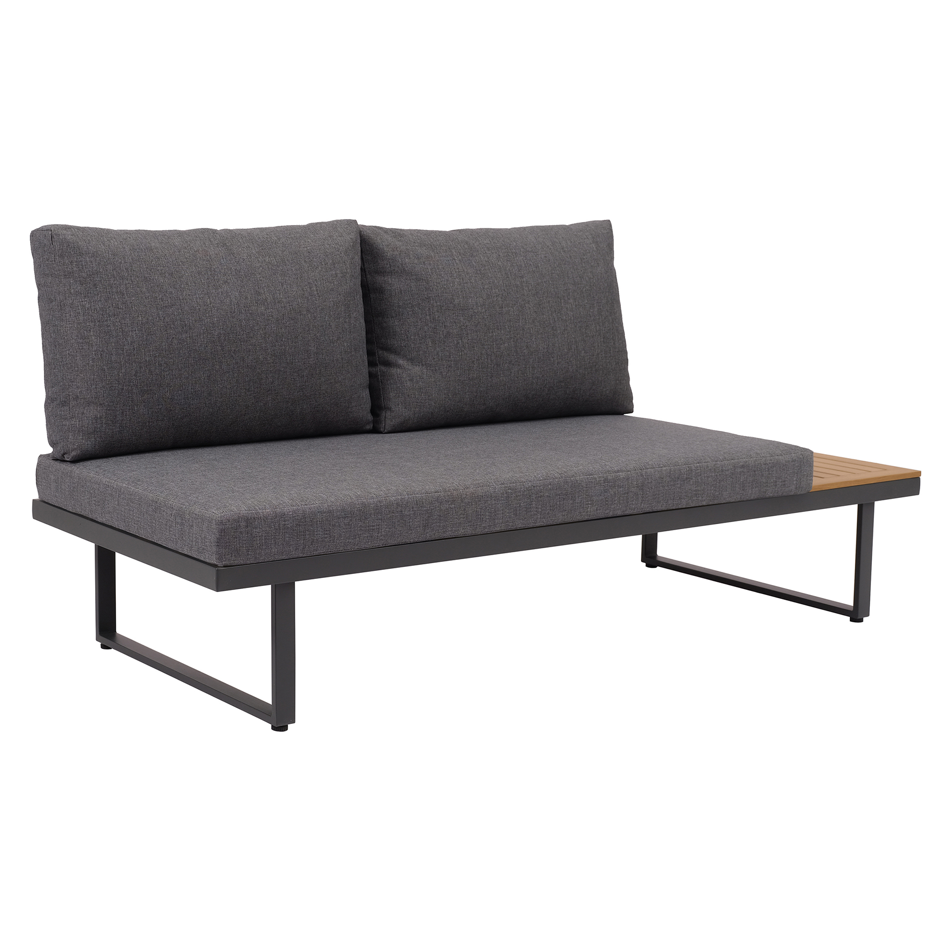 4-teiliges Garten-Loungeset - grau-holzfarben - mit Kissen