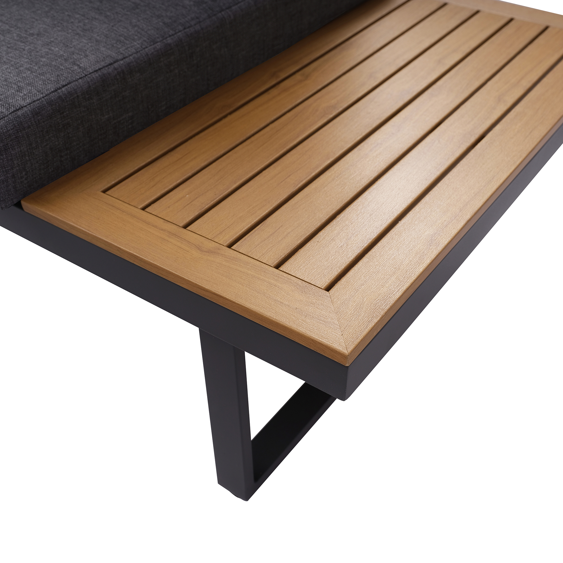 4-teiliges Garten-Loungeset - grau-holzfarben - mit Kissen