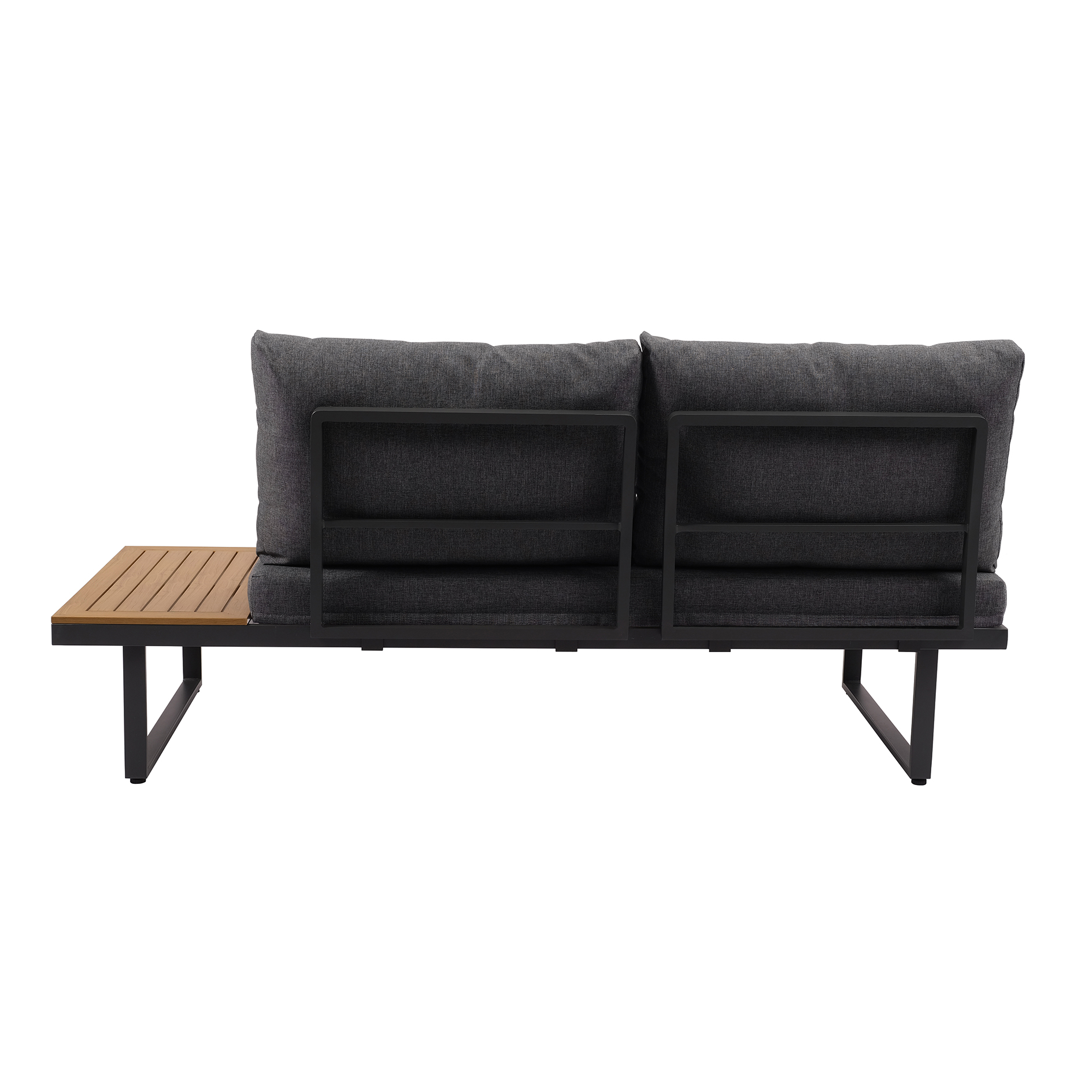 4-teiliges Garten-Loungeset - grau-holzfarben - mit Kissen