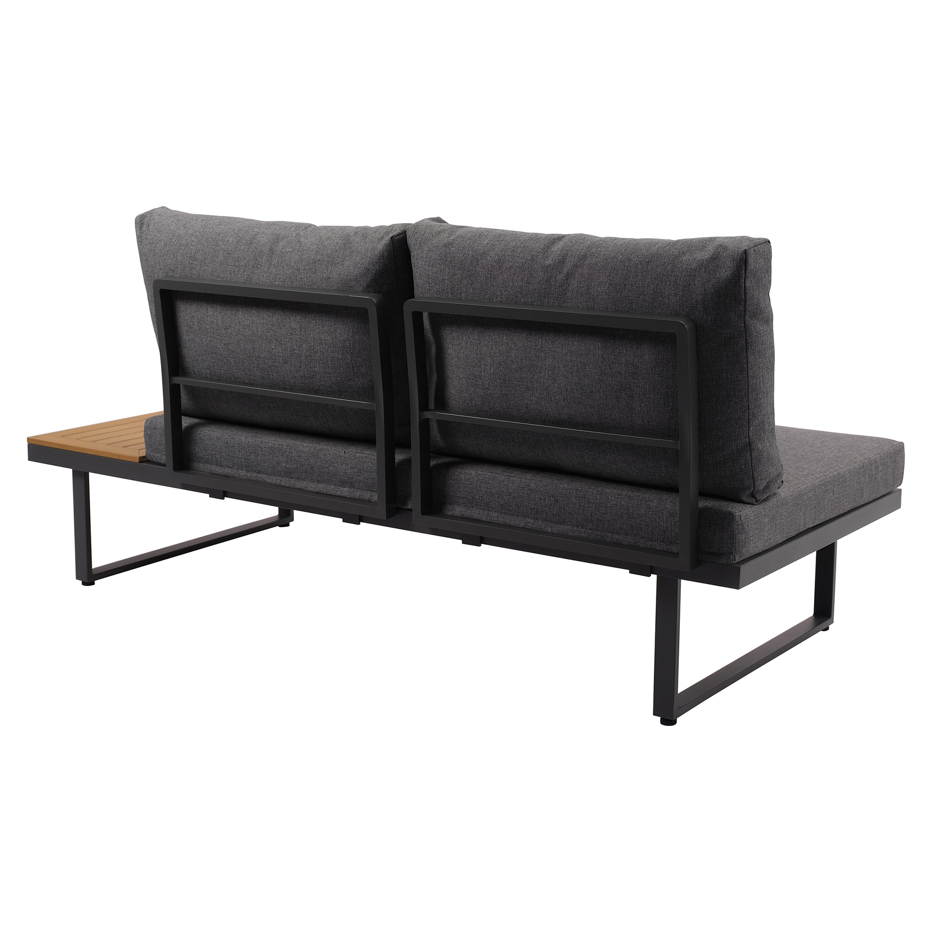 4-teiliges Garten-Loungeset - grau-holzfarben - mit Kissen