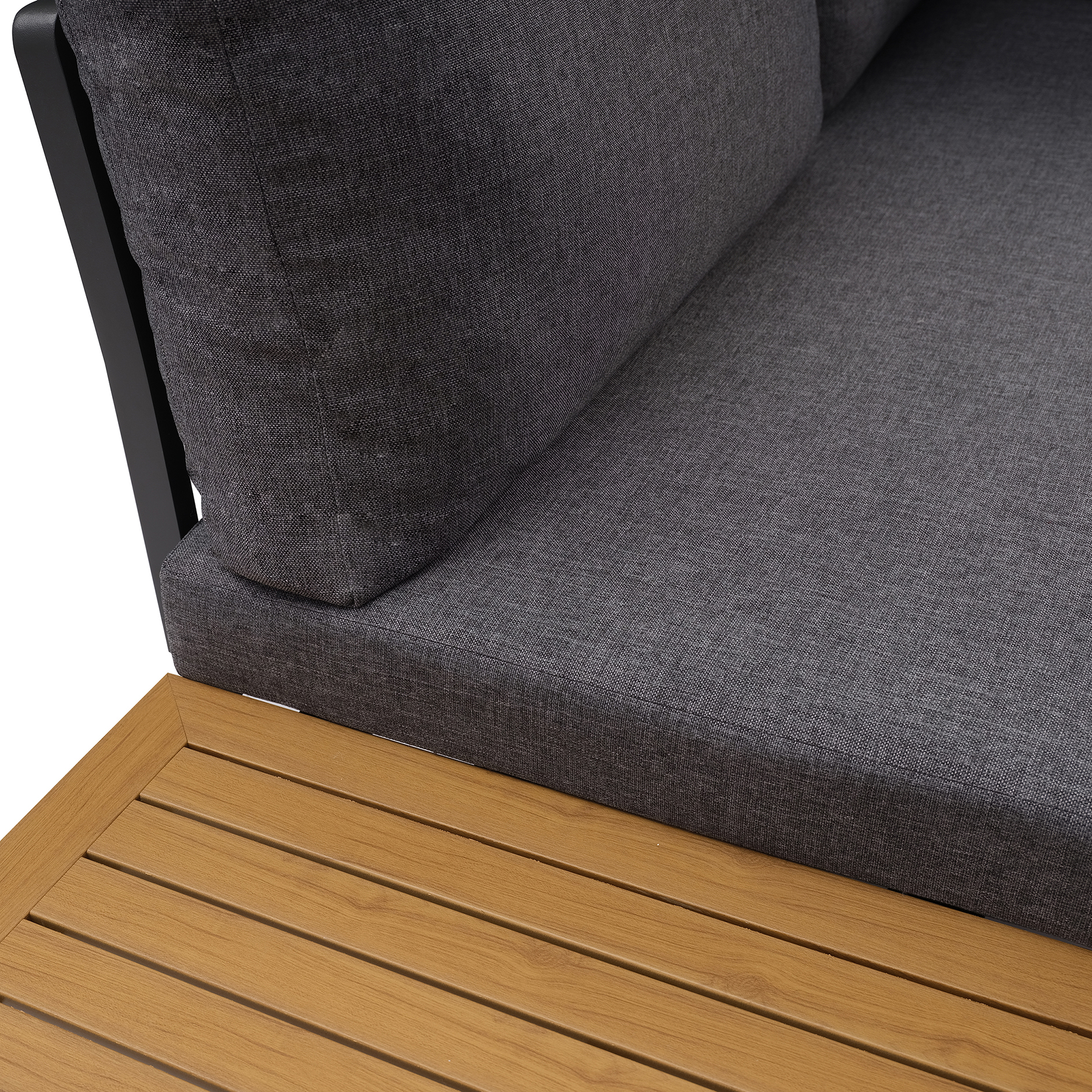 4-teiliges Garten-Loungeset - grau-holzfarben - mit Kissen
