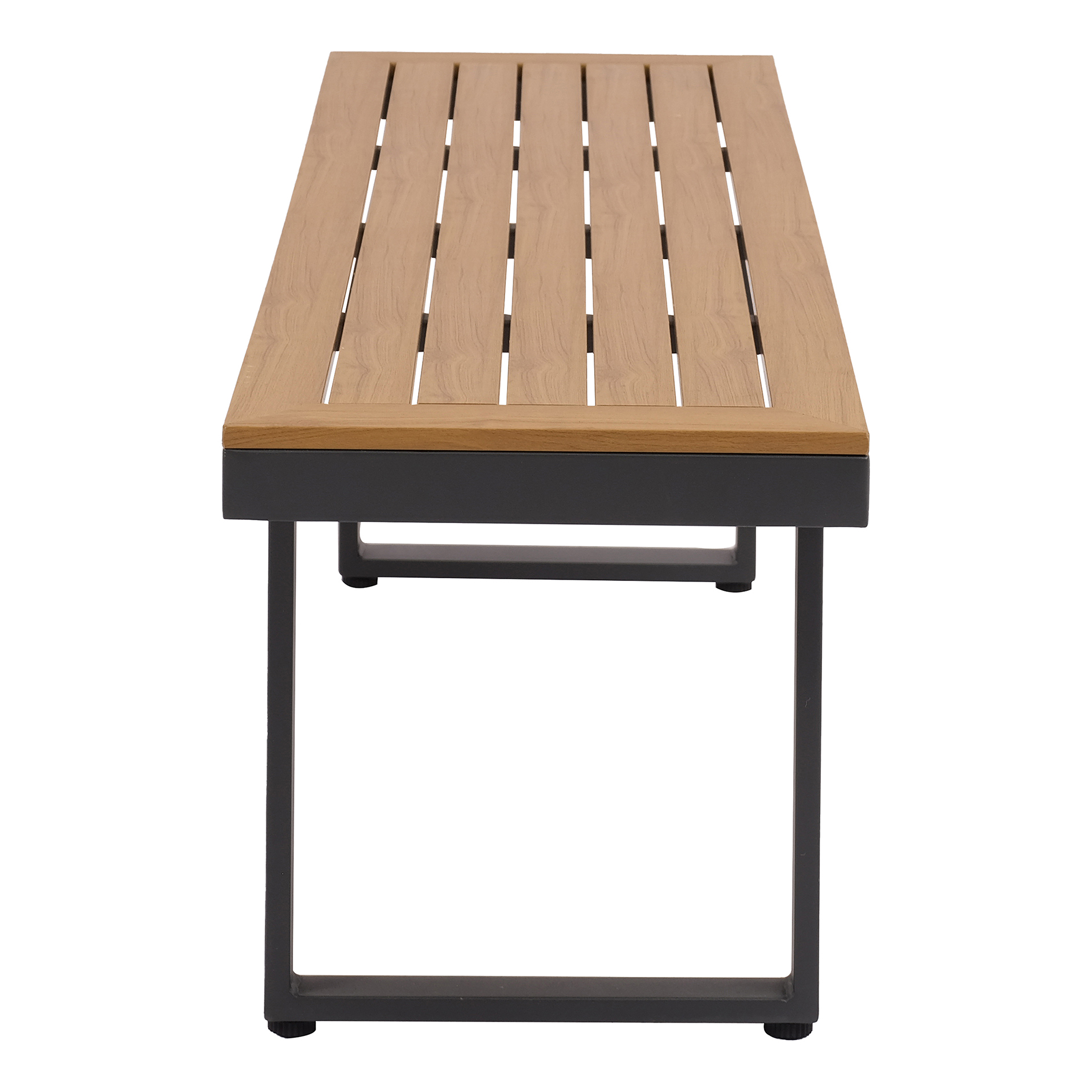 4-teiliges Garten-Loungeset - grau-holzfarben - mit Kissen