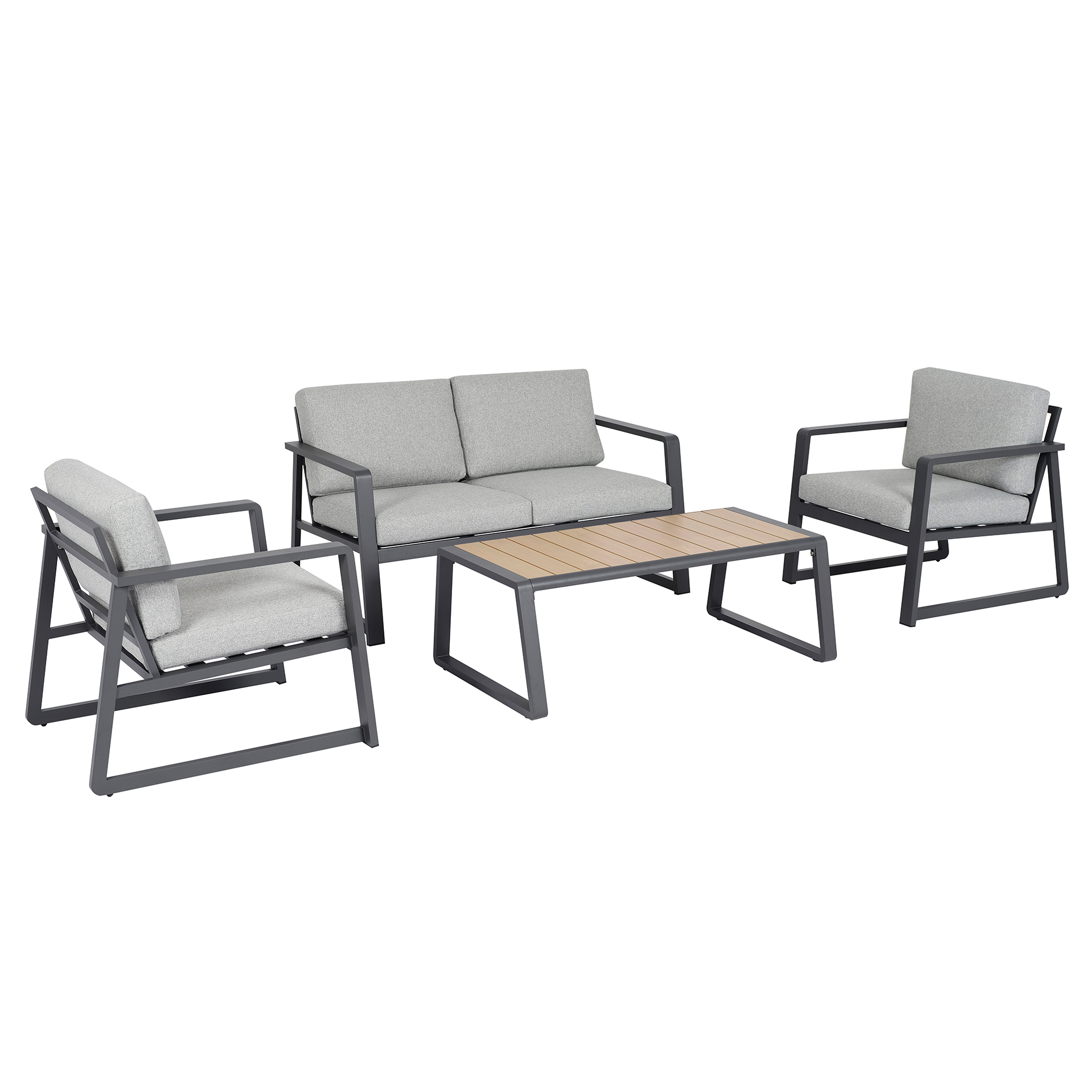 4-teiliges Gartenlounge-Set - anthrazit-grau - mit Polster