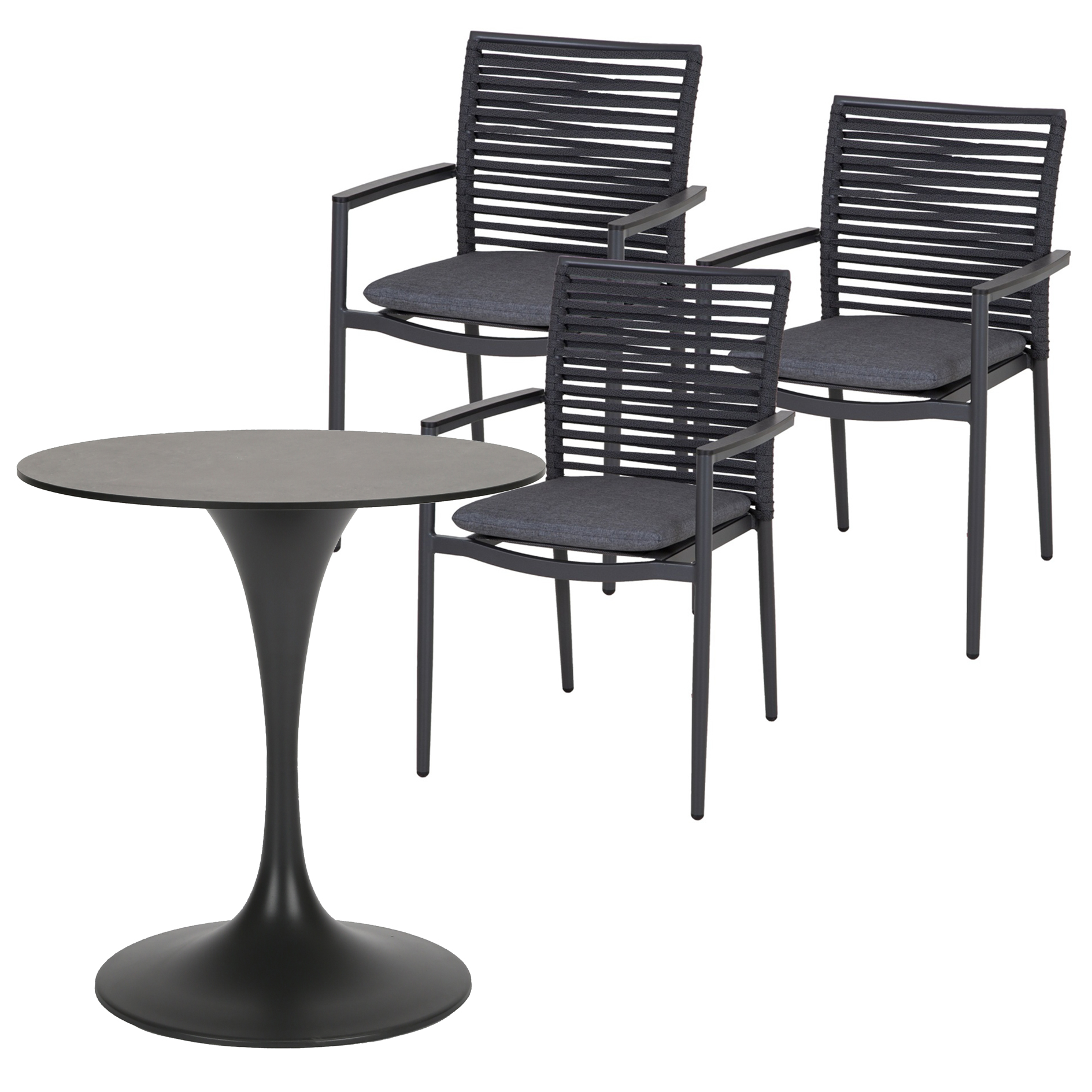 4-teiliges Gartenmöbel-Set - anthrazit - 70x72 cm