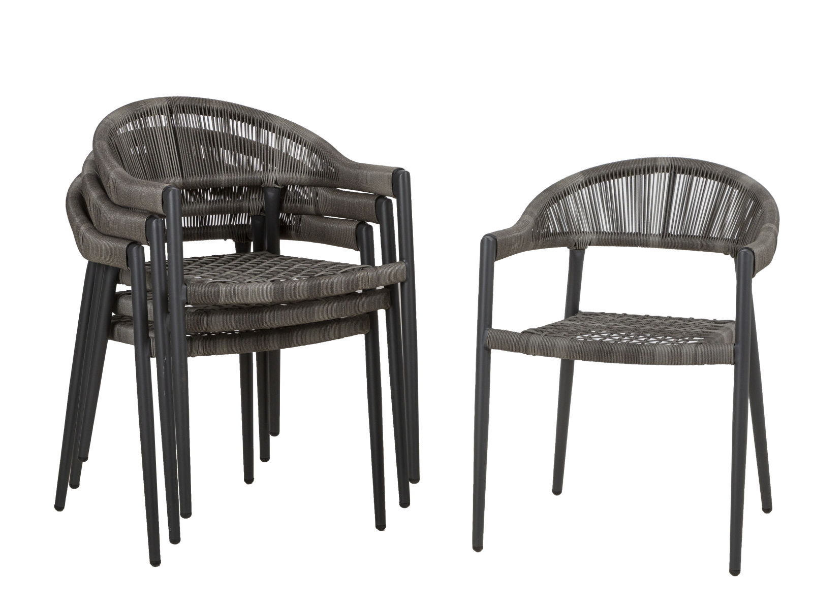 4-teiliges Gartenstuhl-Set - anthrazit - stapelbar - 56x78 cm