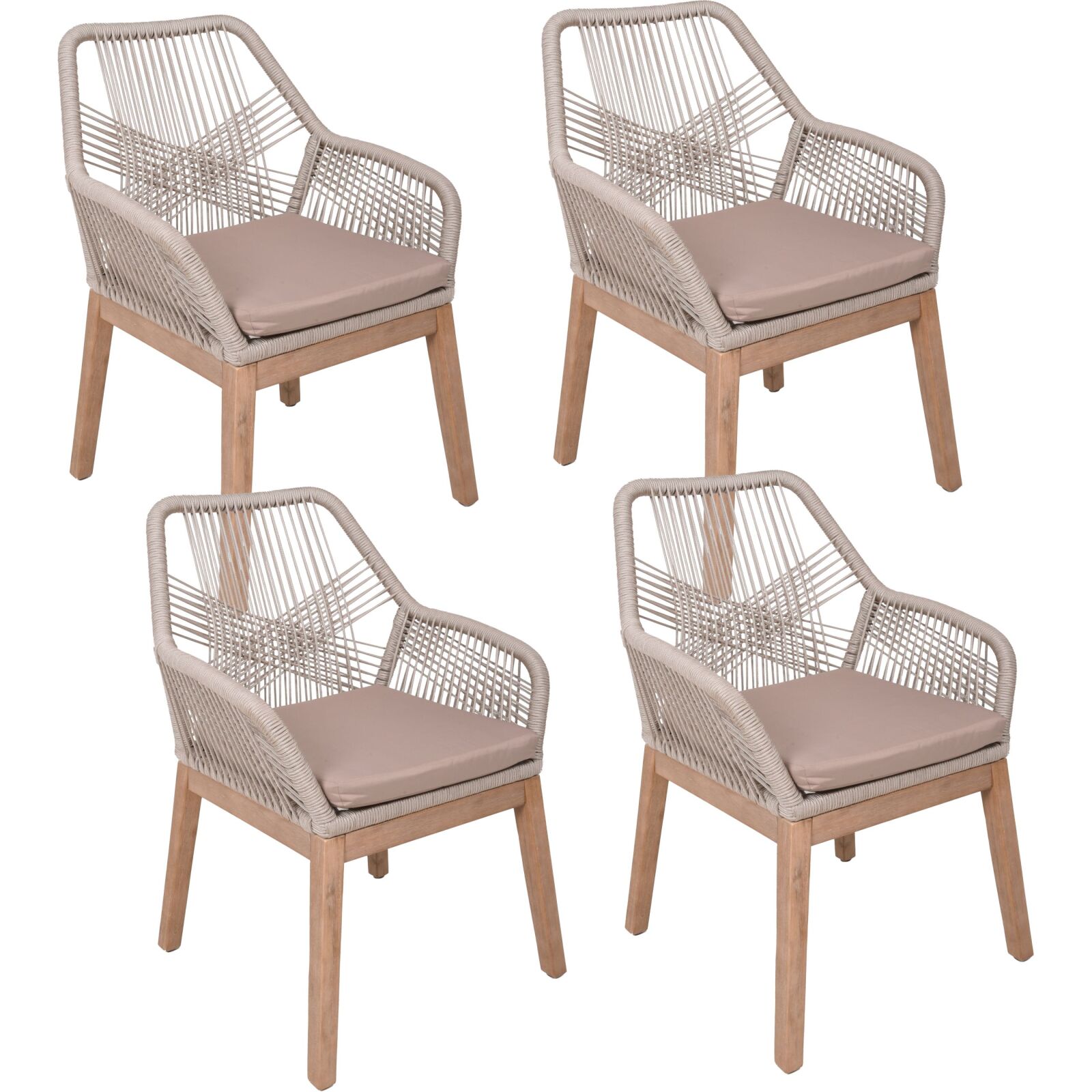 4-teiliges Gartenstuhl-Set POMONA - braun - Akazie massiv