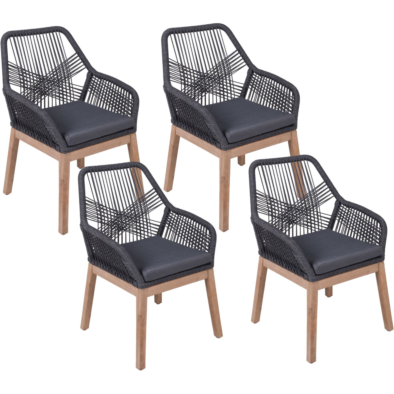 4-teiliges Gartenstuhl-Set POMONA - grau - Akazie massiv