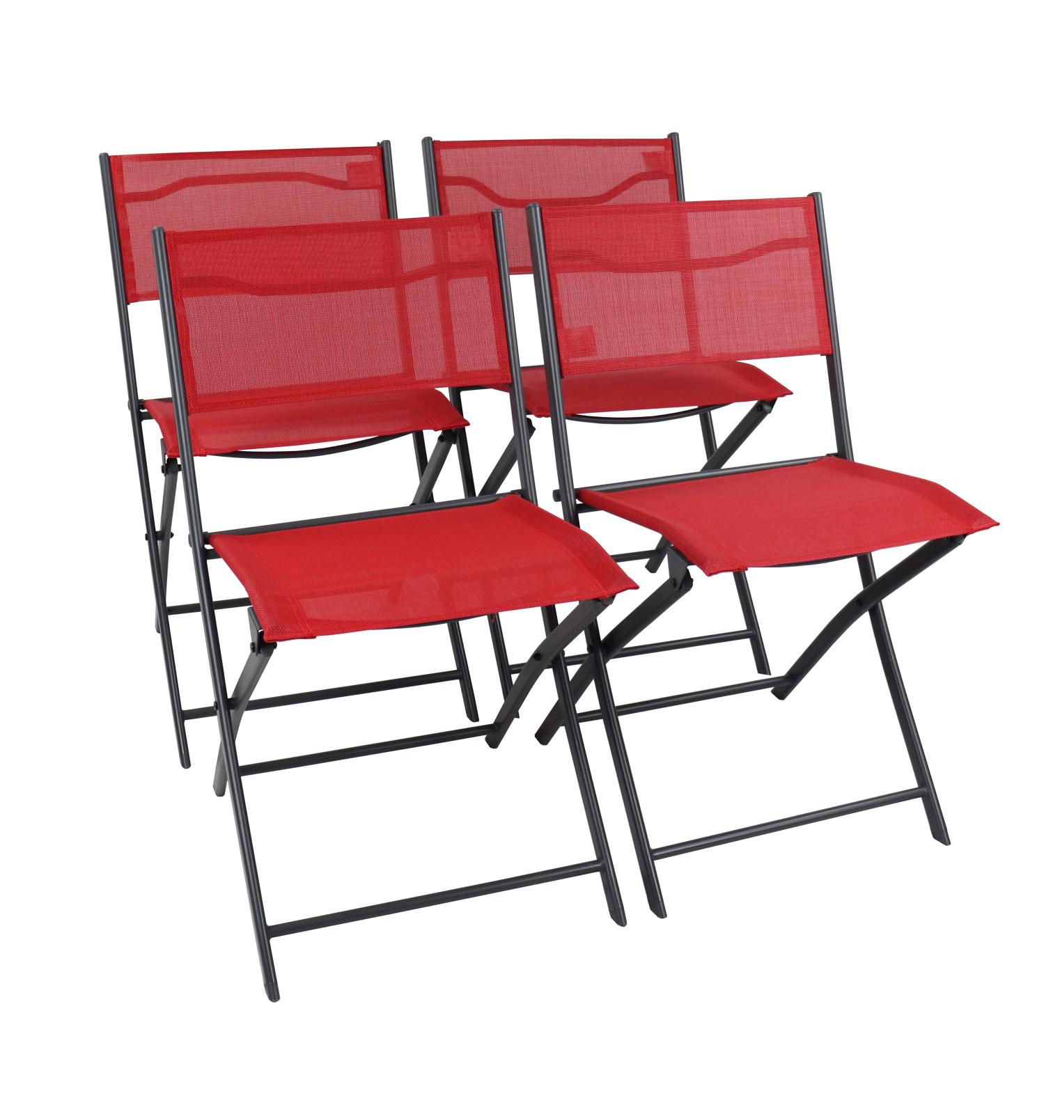 4-teiliges Gartenstuhl-Set SUMILA - rot - klappbar