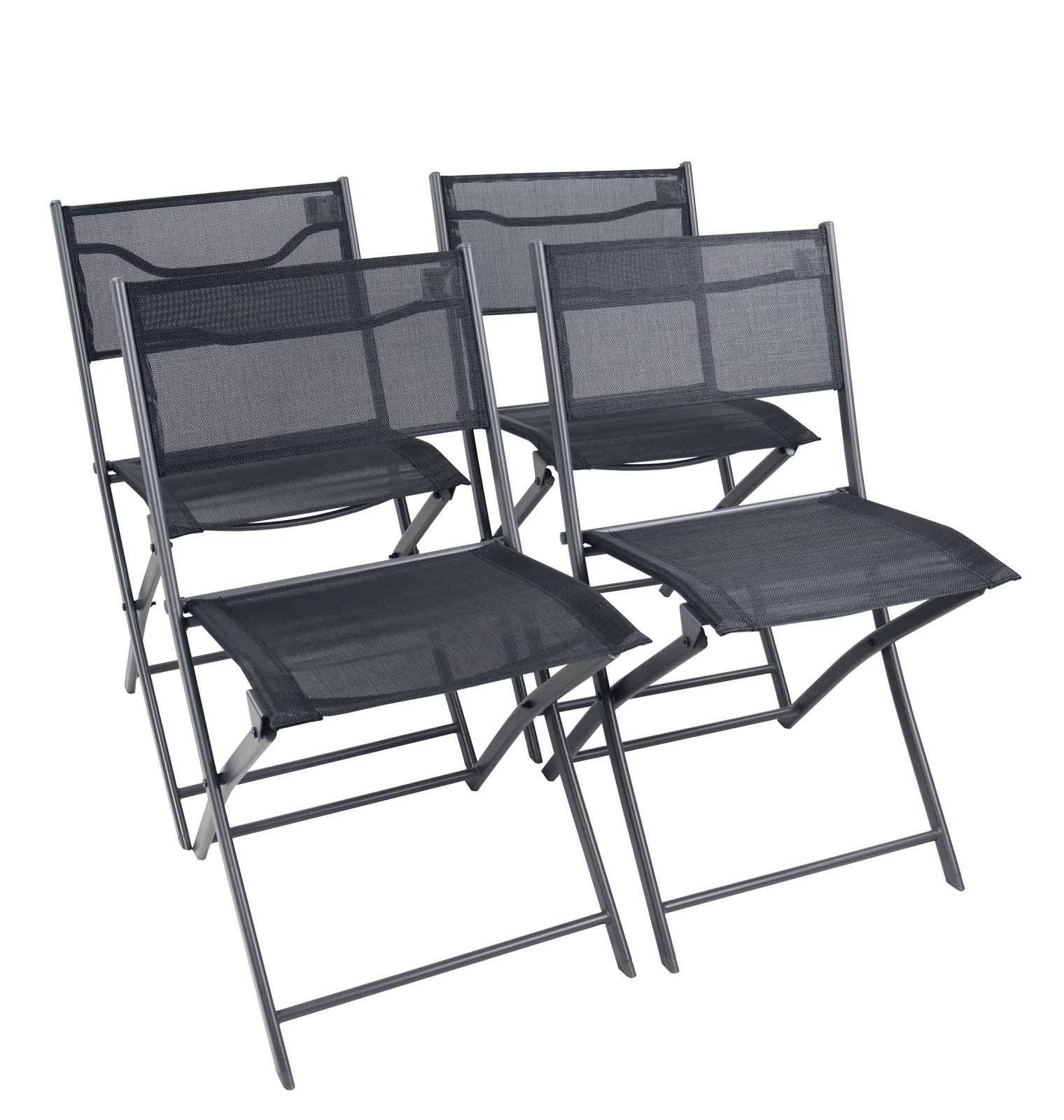 4-teiliges Gartenstuhl-Set SUMILA - schwarz - klappbar