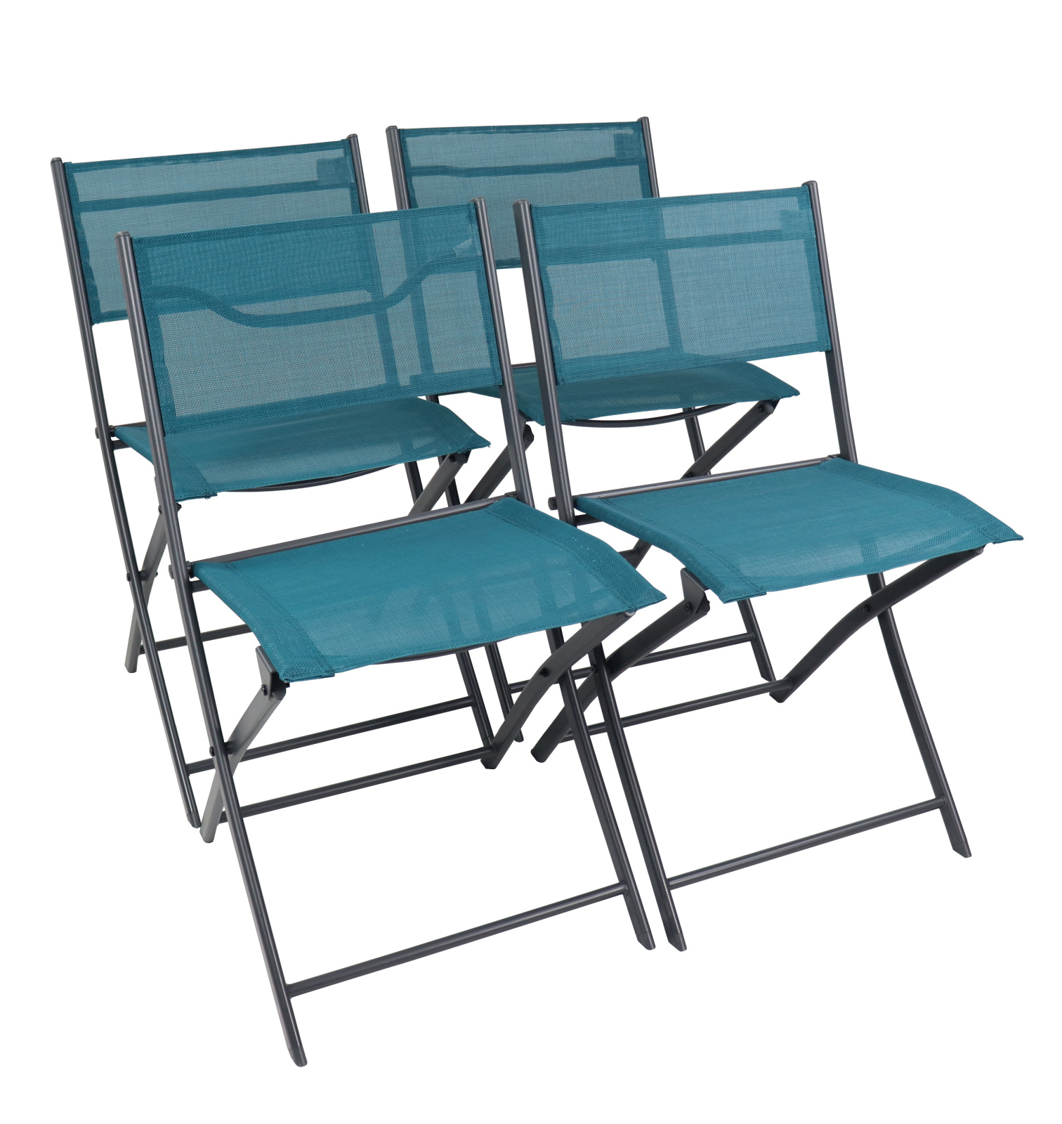 4-teiliges Gartenstuhl-Set SUMILA - türkis - klappbar