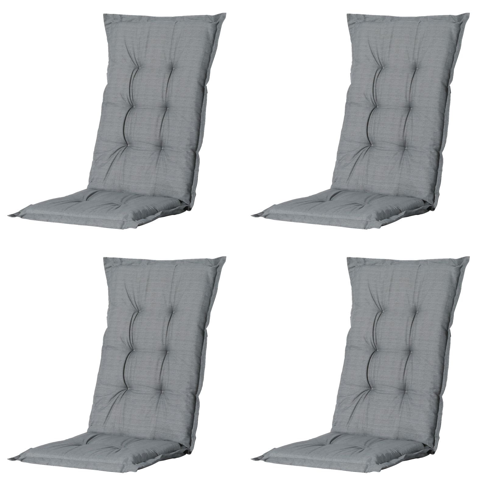 4-teiliges Hochlehner-Auflagen-Set BASIC - grau - 50x123 cm