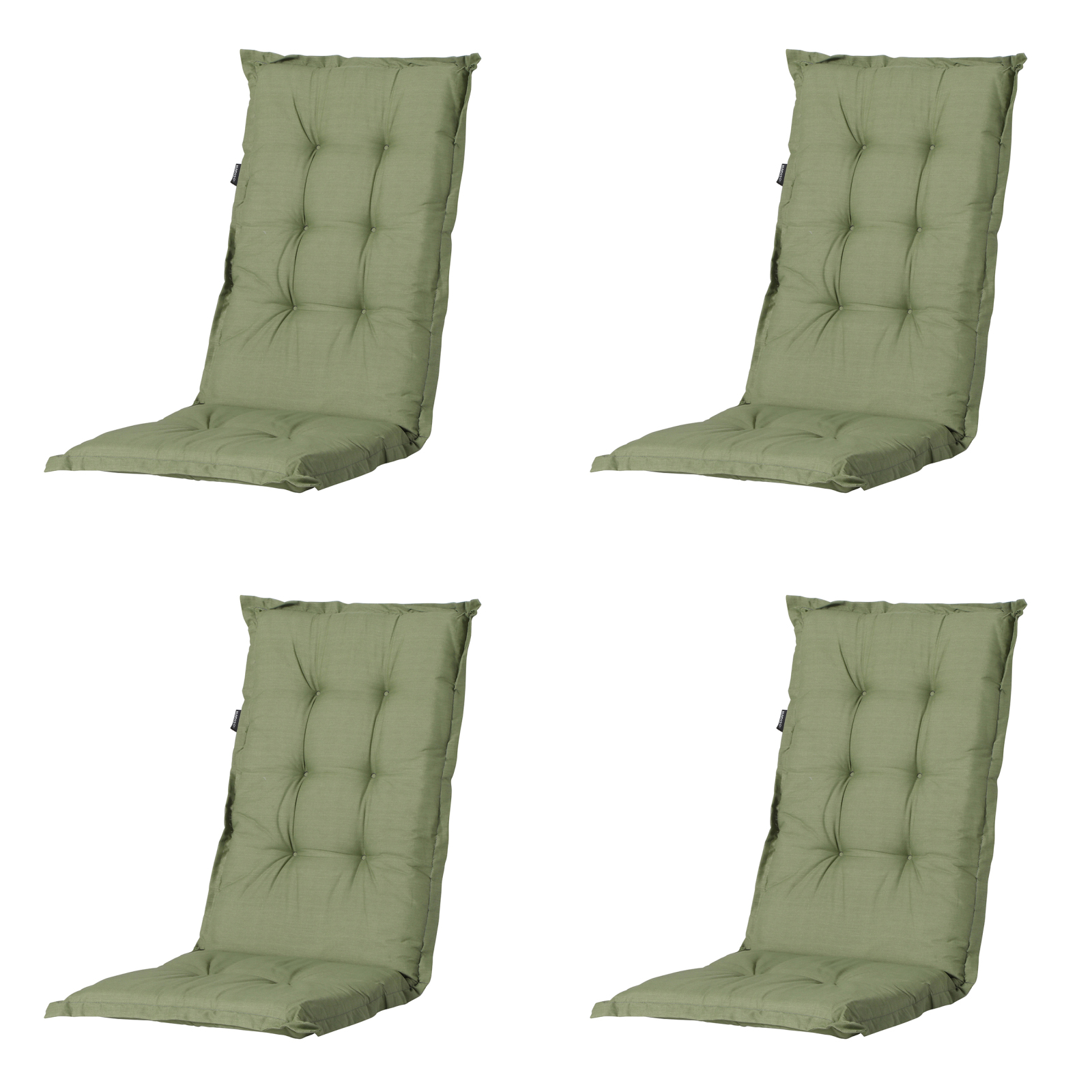 4-teiliges Hochlehner-Auflagen-Set BASIC - grün - 50x123 cm