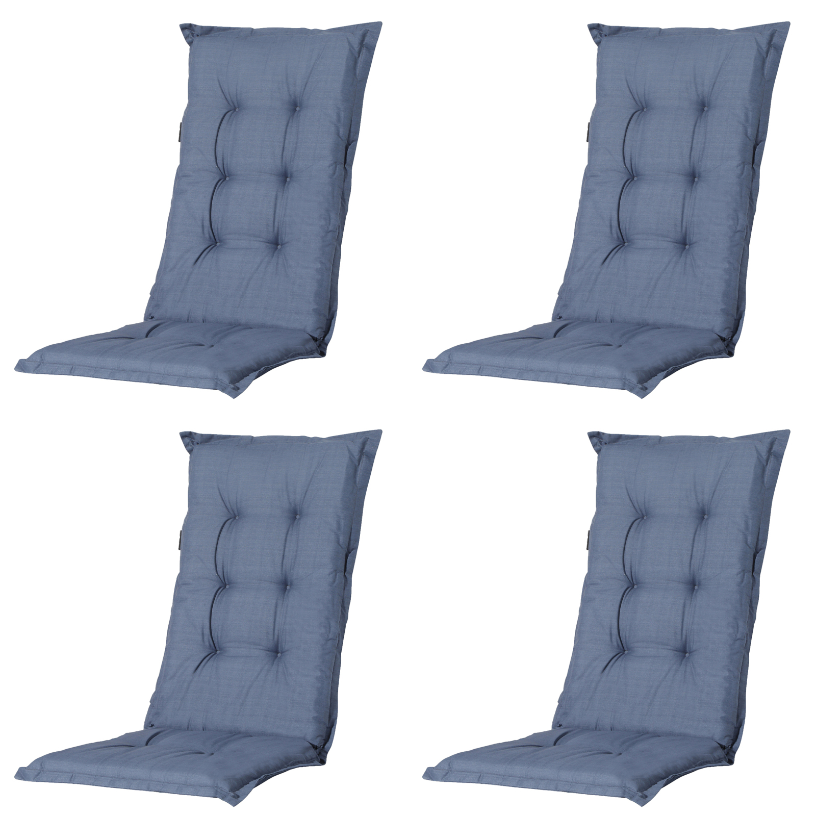 4-teiliges Hochlehner-Auflagen-Set BASIC - kobalt - 50x123 cm