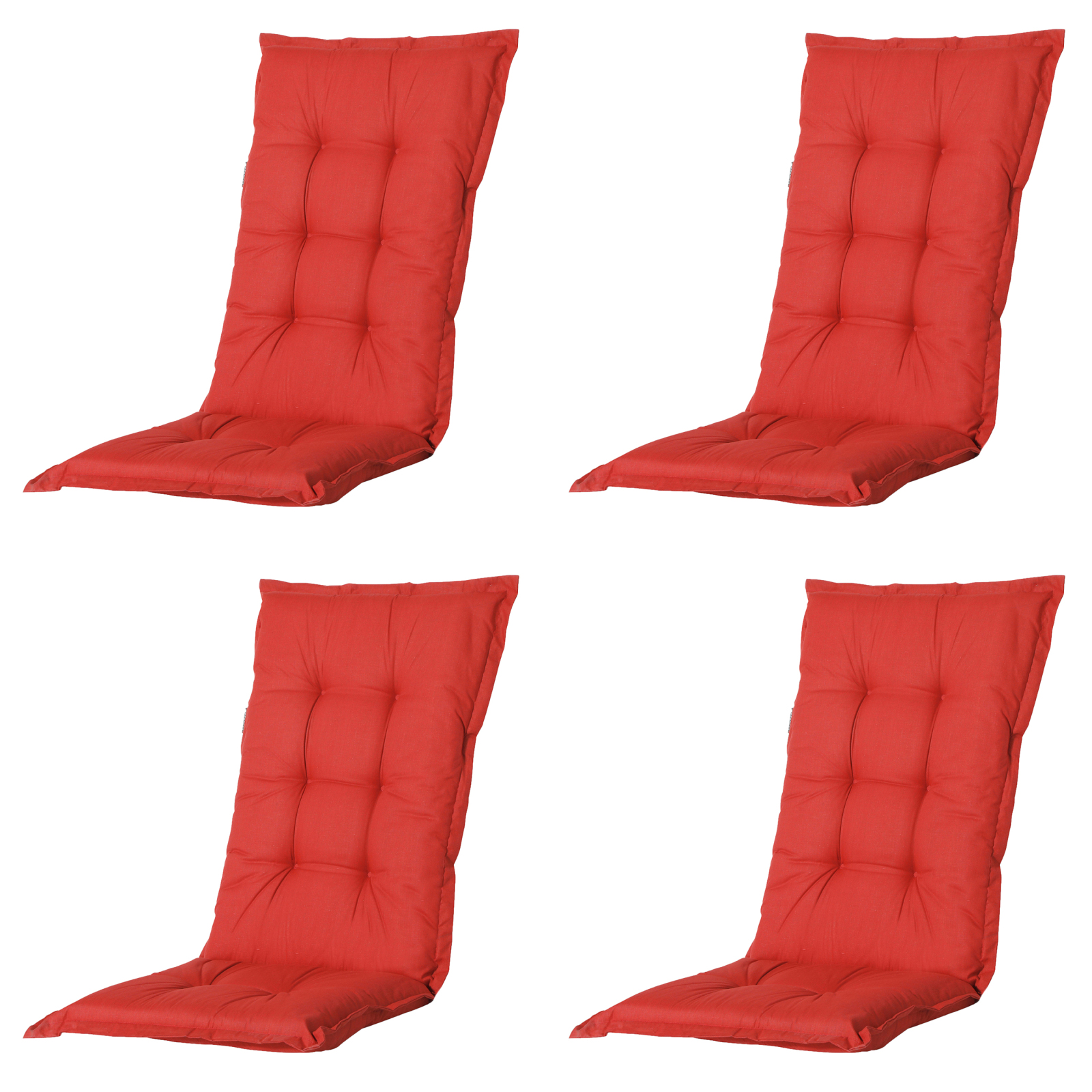 4-teiliges Hochlehner-Auflagen-Set BASIC - rot - 50x123 cm
