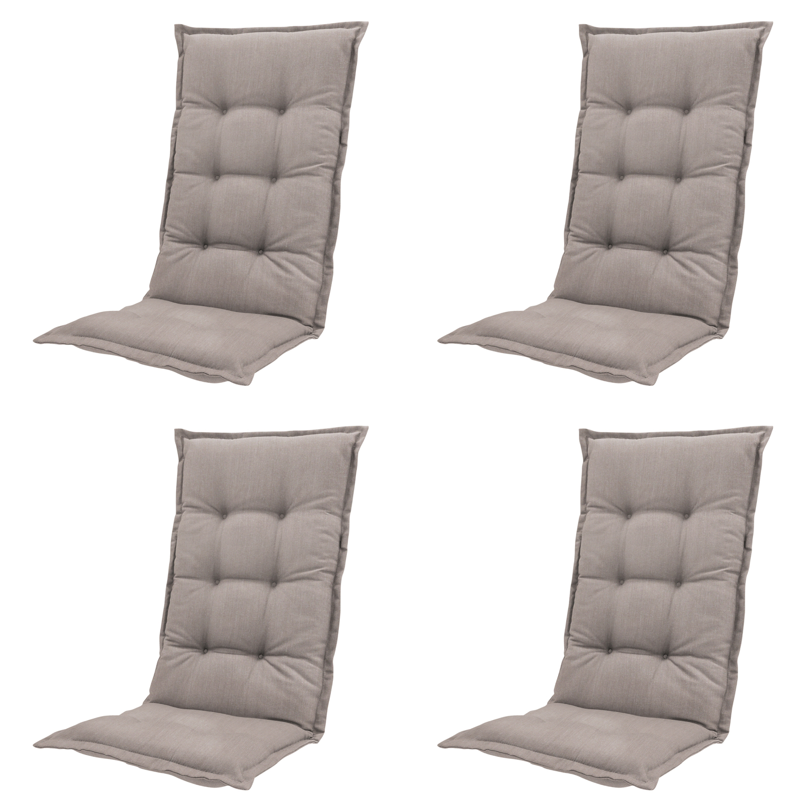 4-teiliges Hochlehner-Auflagen-Set BASIC - taupe - 50x123 cm