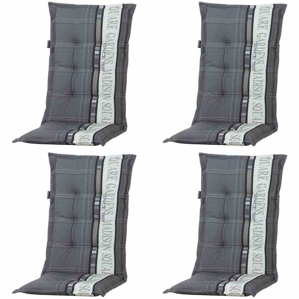 4-teiliges Hochlehner-Auflagen-Set MADISON GARDEN - grau - 123x50 cm