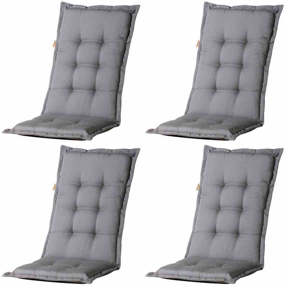 4-teiliges Hochlehner-Auflagen-Set PANAMA - grau - 123x50 cm