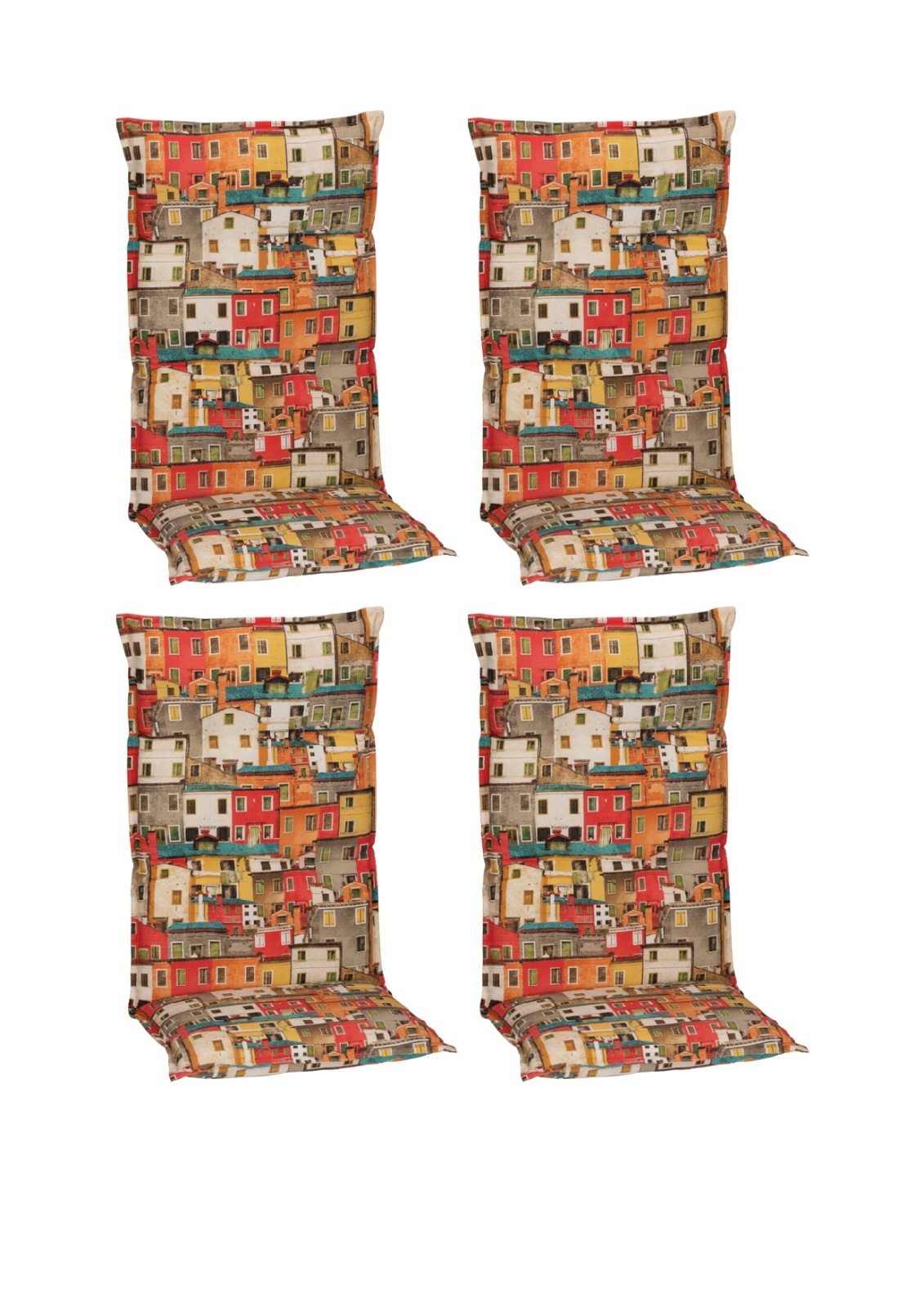 4-teiliges Hochlehnerauflagen-Set - bunt - 46x118 cm