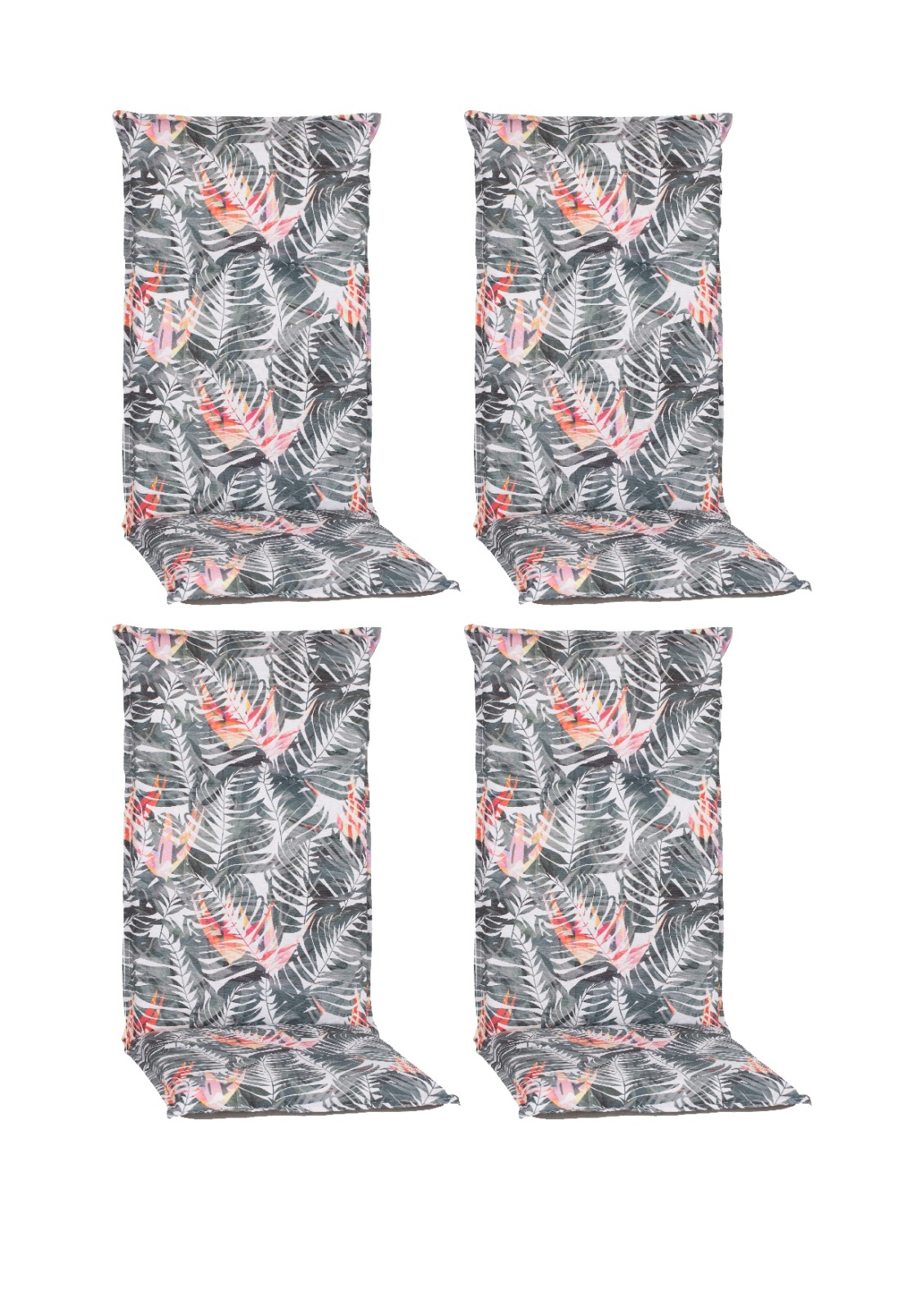 4-teiliges Hochlehnerauflagen-Set - grau-pink - 118 cm
