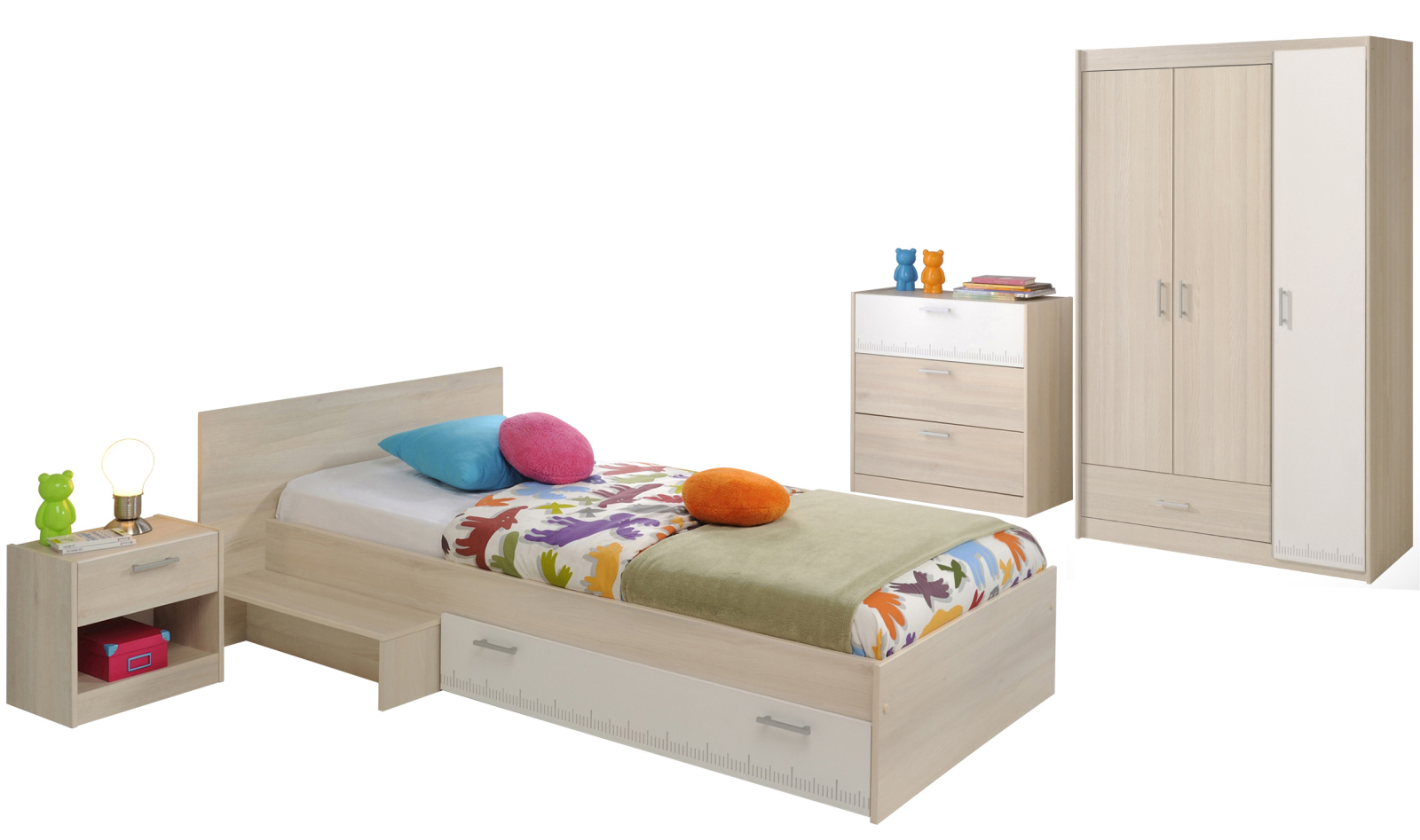 4-teiliges Kinderzimmer CHARLY 12 - Akazie-weiß