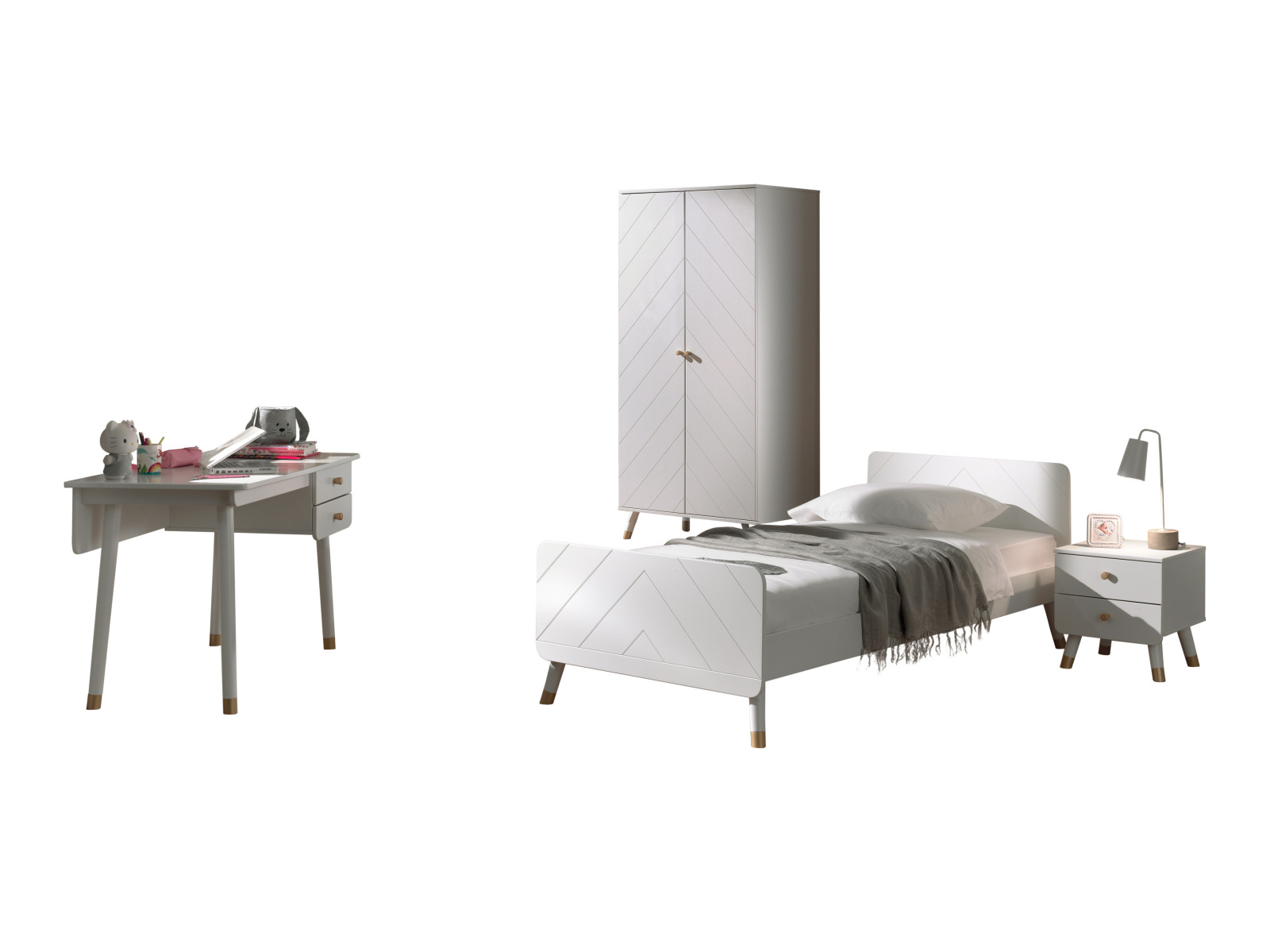 4-teiliges Kinderzimmer-Set BILLY - satinweiß - 90x200 cm