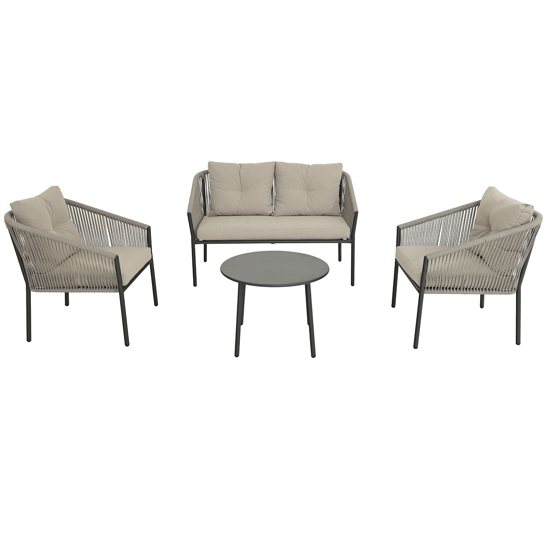 4-teiliges Lounge-Set - grau - mit Polstern