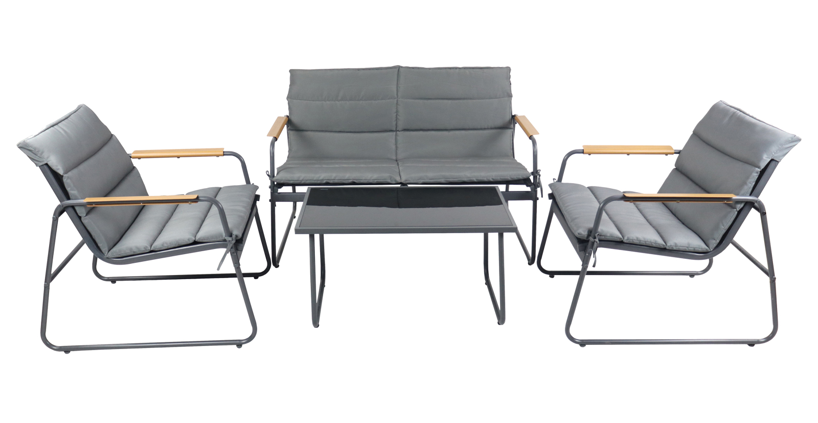 4-teiliges Lounge-Set LEXILA - grau-schwarz - Stahl - mit Kissen