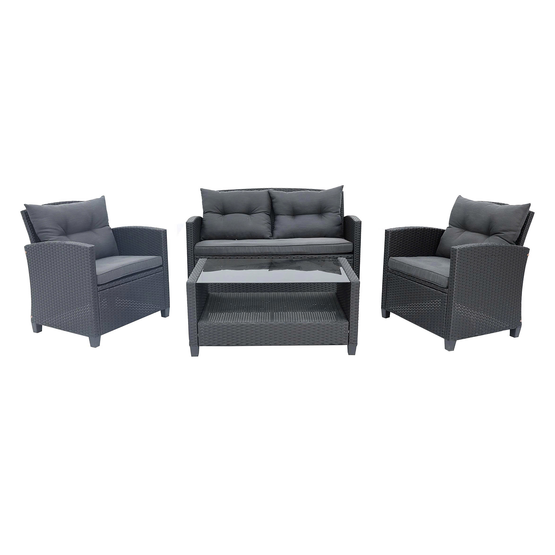 4-teiliges Lounge-Set - schwarz - inklusive Kissen