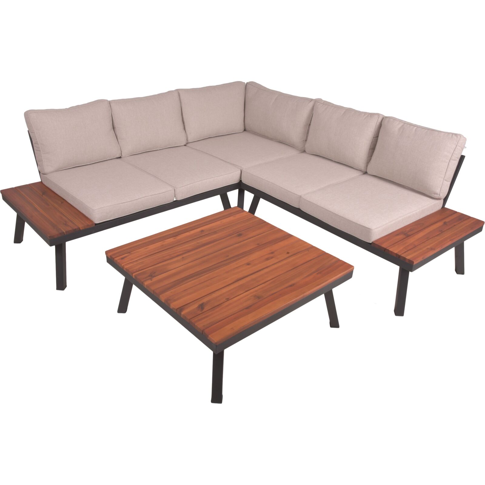 4-teiliges Lounge-Set THERESA - beige-anthrazit - Akazie massiv - Stahl