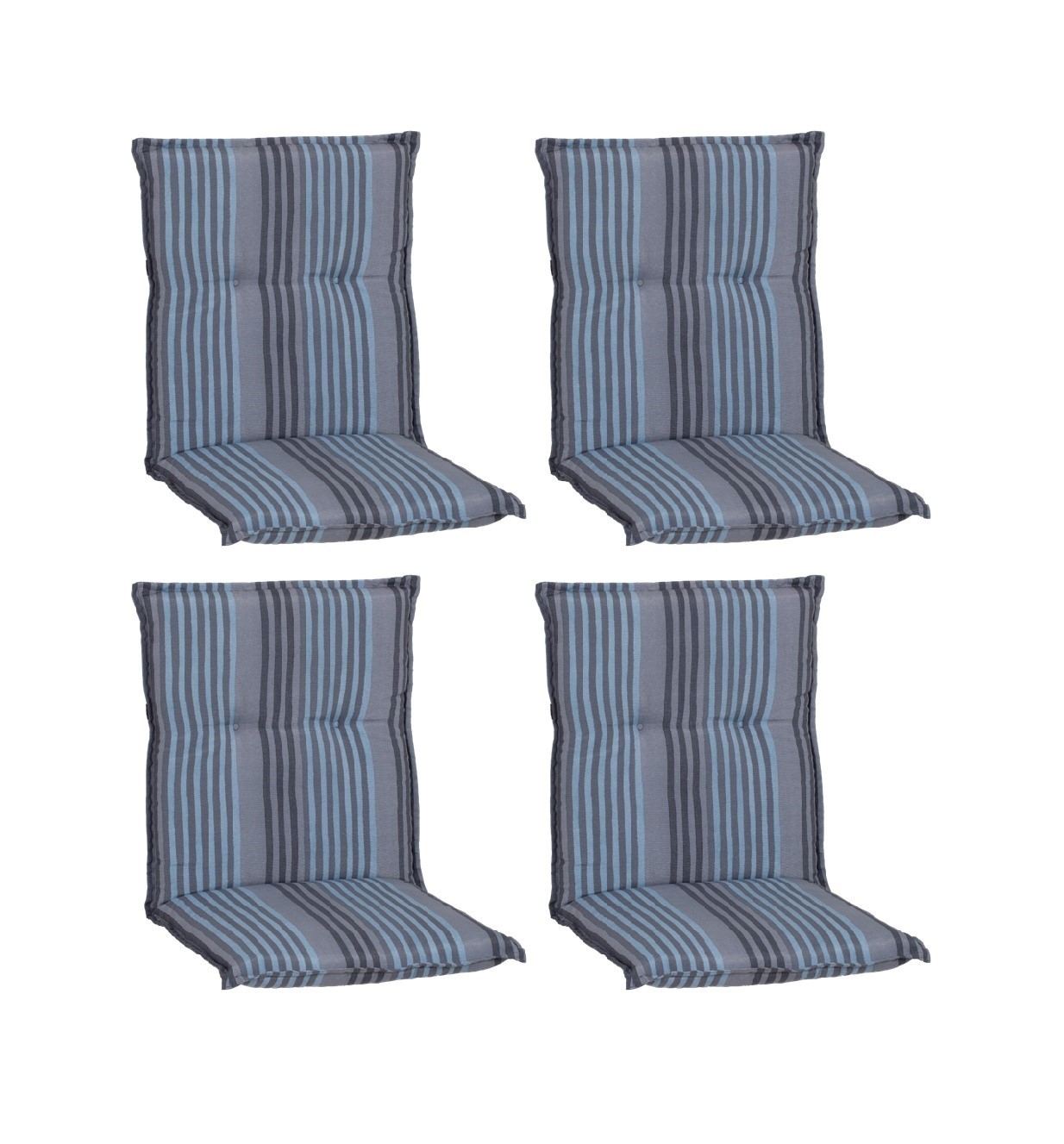 4-teiliges Niederlehnerauflagen-Set - blau-grau - 98 cm