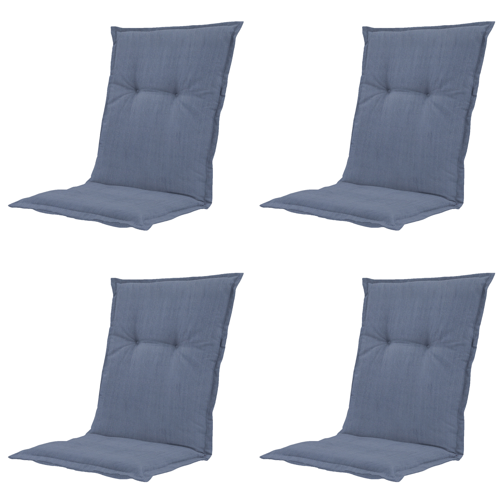 4-teiliges Niedriglehner-Auflage-Set BASIC - kobalt - 50x105 cm