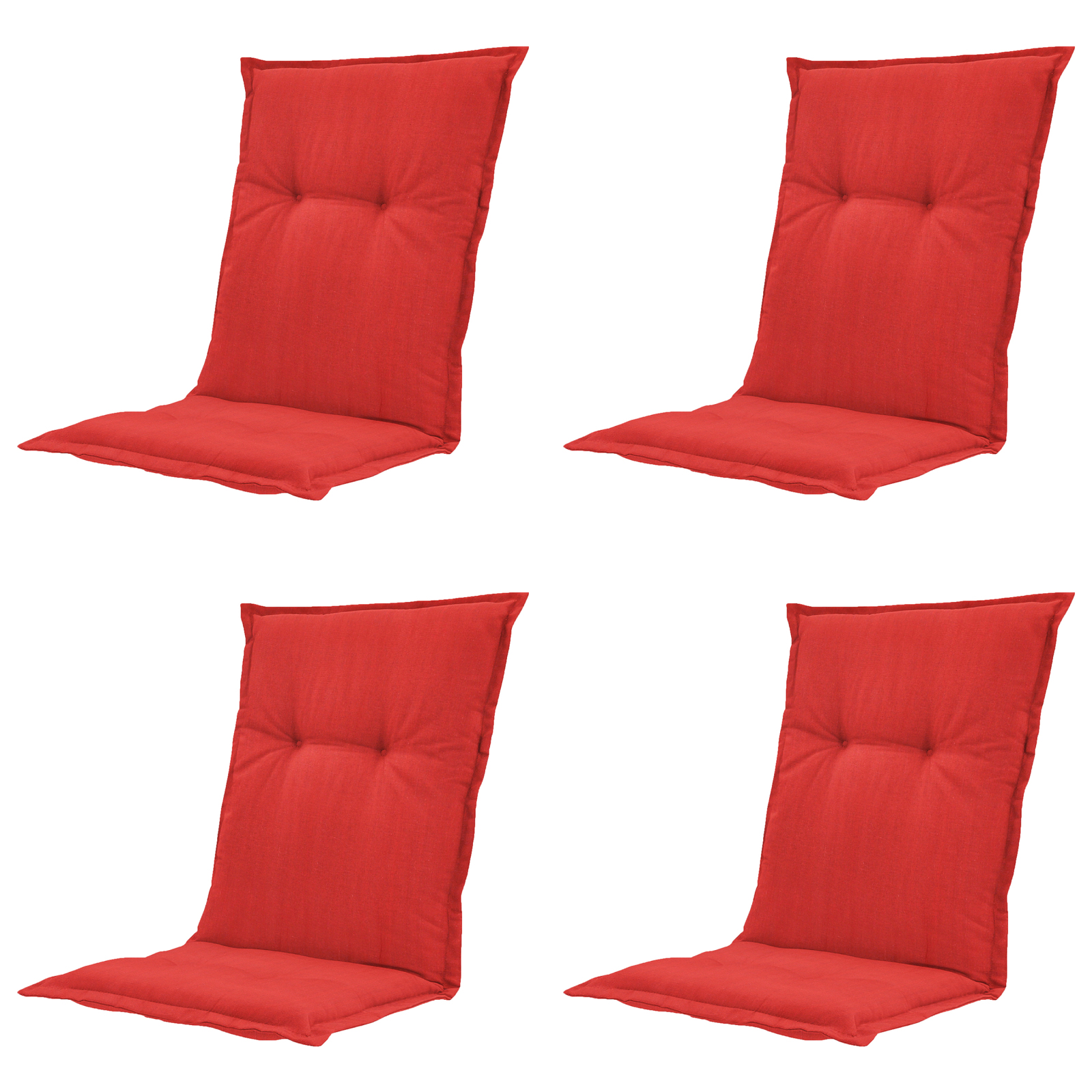 4-teiliges Niedriglehner-Auflage-Set BASIC - rot - 50x105 cm