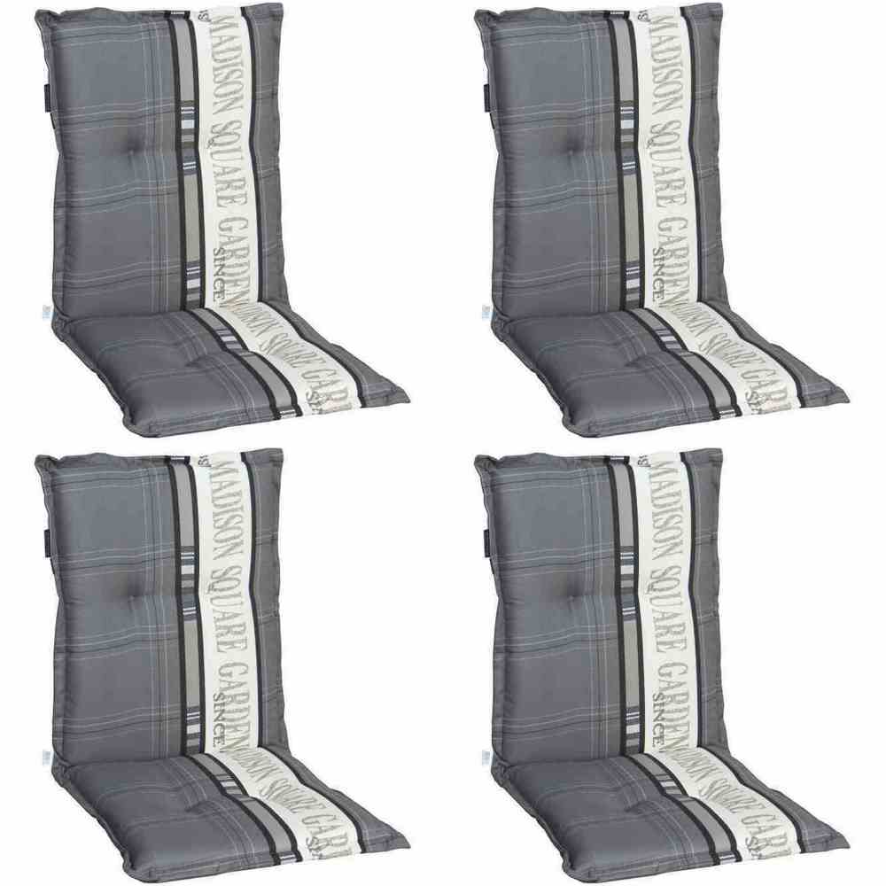 4-teiliges Niedriglehner-Auflagen-Set MADISON GARDEN - grau - 105x50 cm