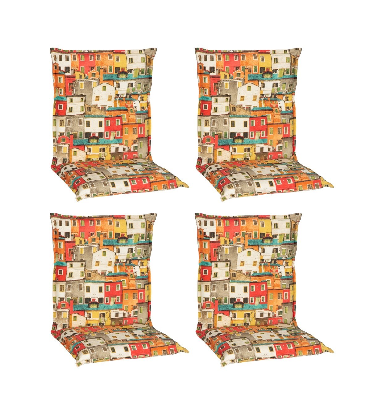4-teiliges Niedriglehnerauflagen-Set - bunt - 46x98 cm