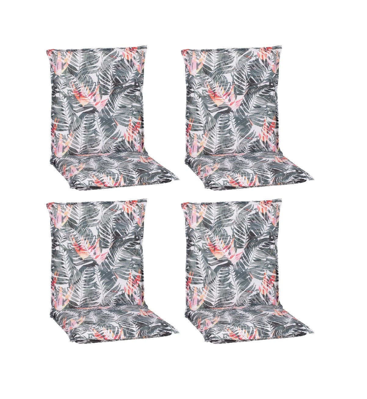 4-teiliges Niedriglehnerauflagen-Set - grau-pink- 98 cm