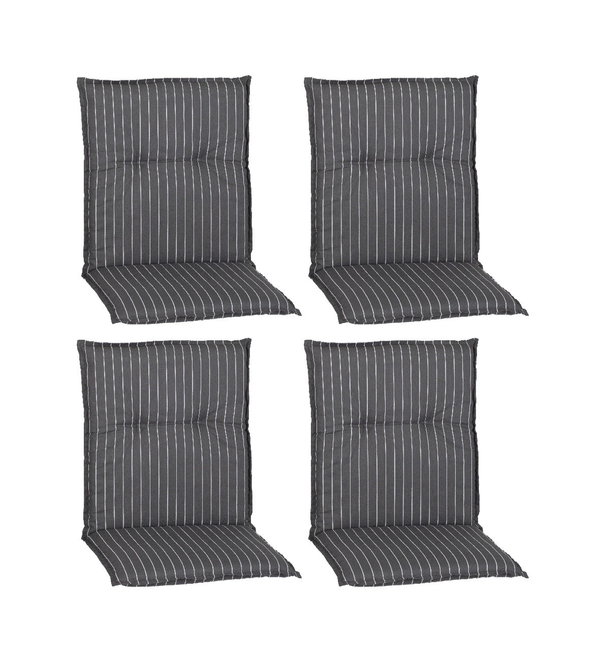 4-teiliges Niedriglehnerauflagen-Set - grau-weiß - Streifen