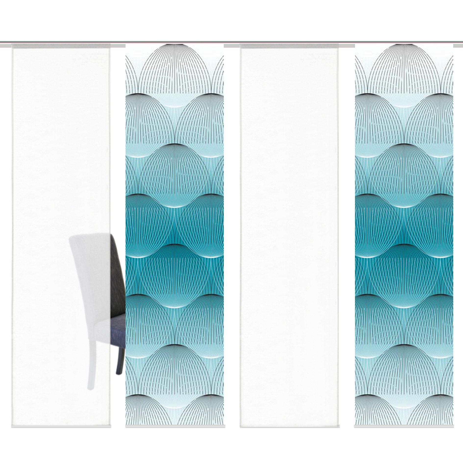 4-teiliges Schiebevorhang-Set BENARI - petrol - je 60x245 cm