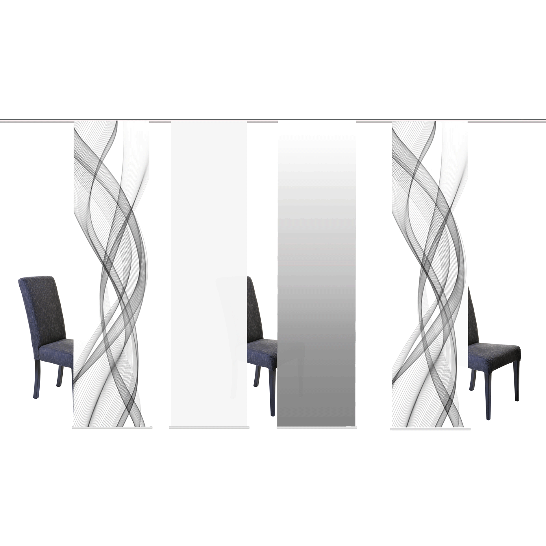4-teiliges Schiebevorhang-Set FERROL - grau - je 60x245 cm