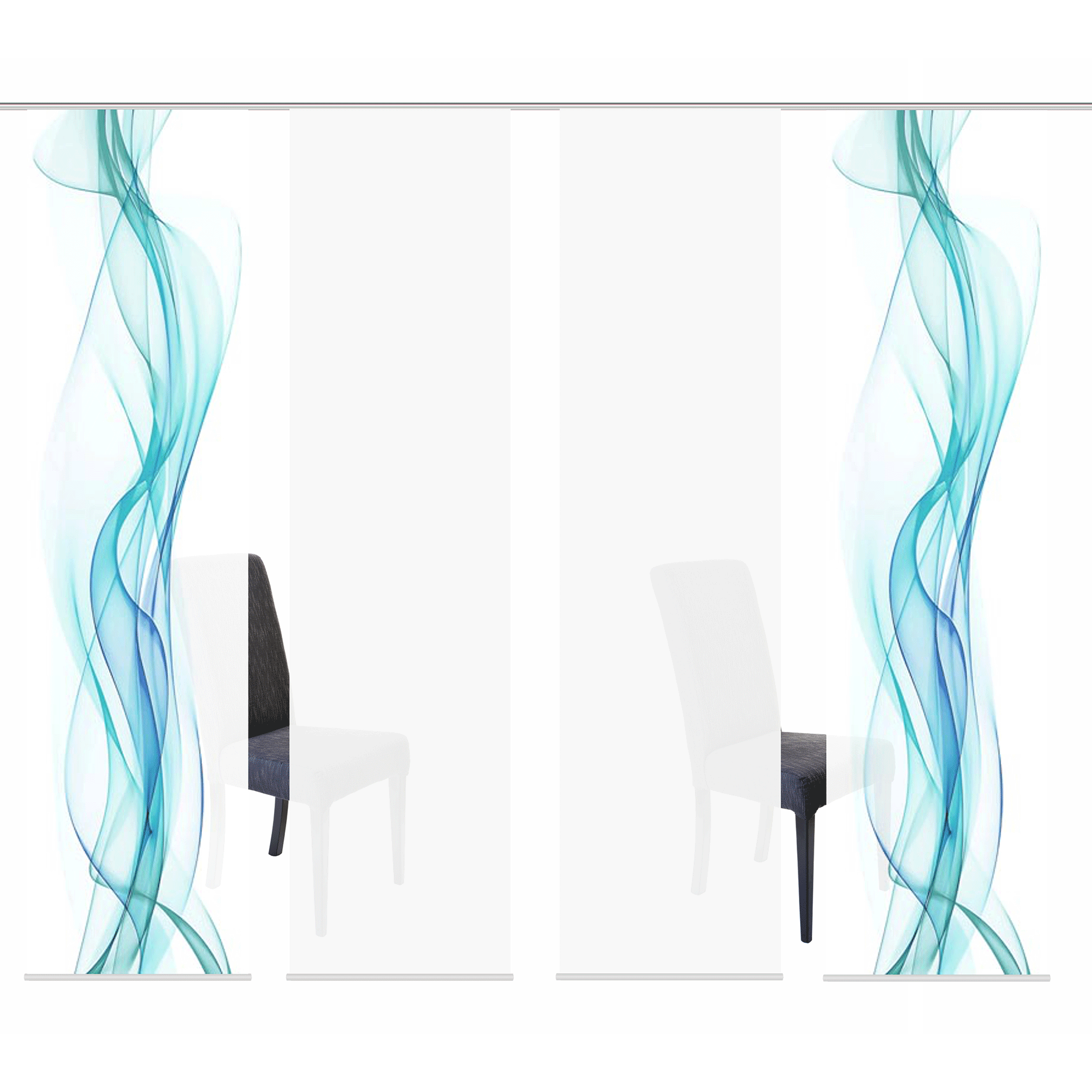 4-teiliges Schiebevorhang-Set HAZE - petrol - je 60x245 cm