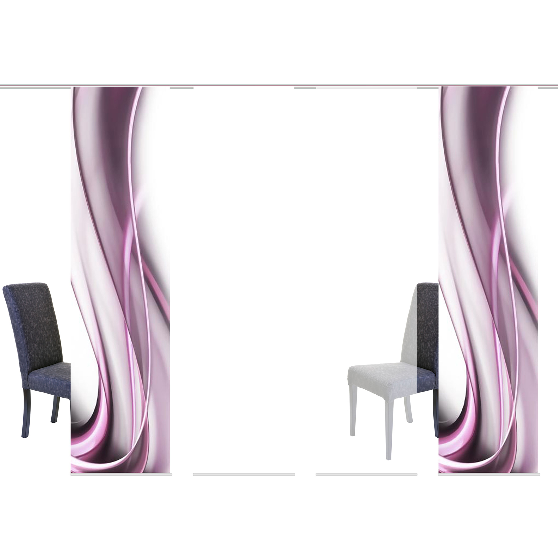 4-teiliges Schiebevorhang-Set ONDA - beere - je 60x245 cm