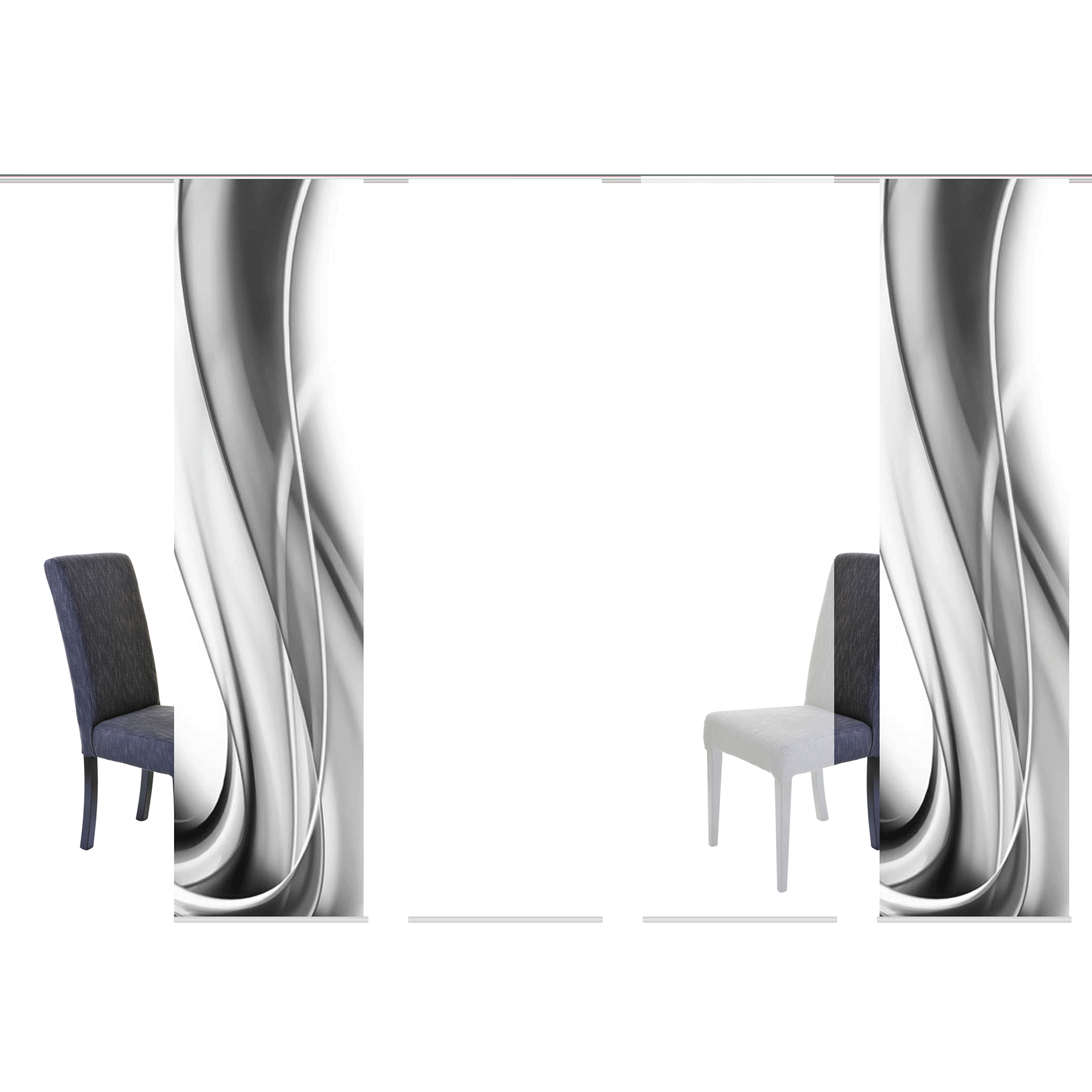 4-teiliges Schiebevorhang-Set ONDA - grau - je 60x245 cm