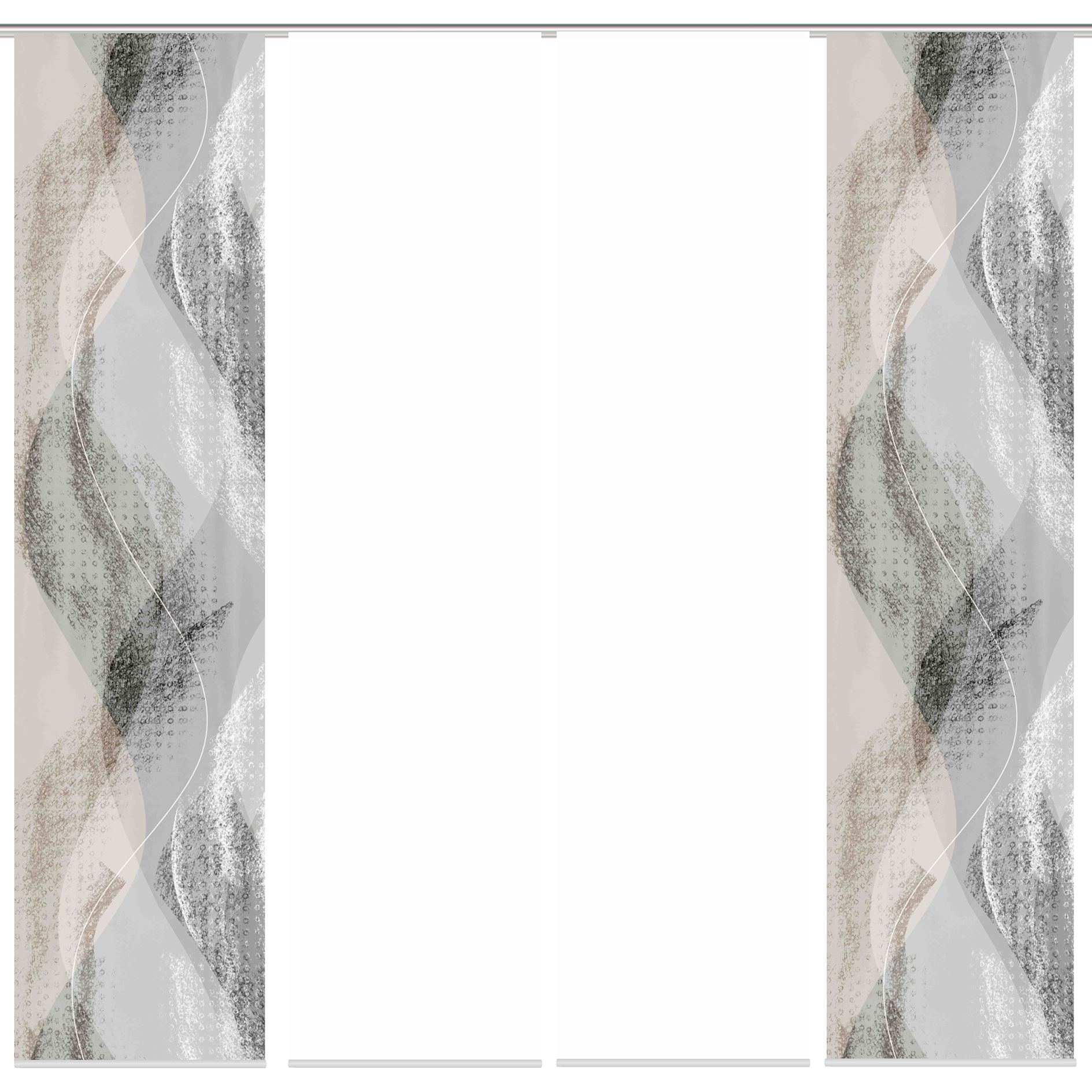 4-teiliges Schiebevorhang-Set TORRE - stein-weiß - je 60x245 cm