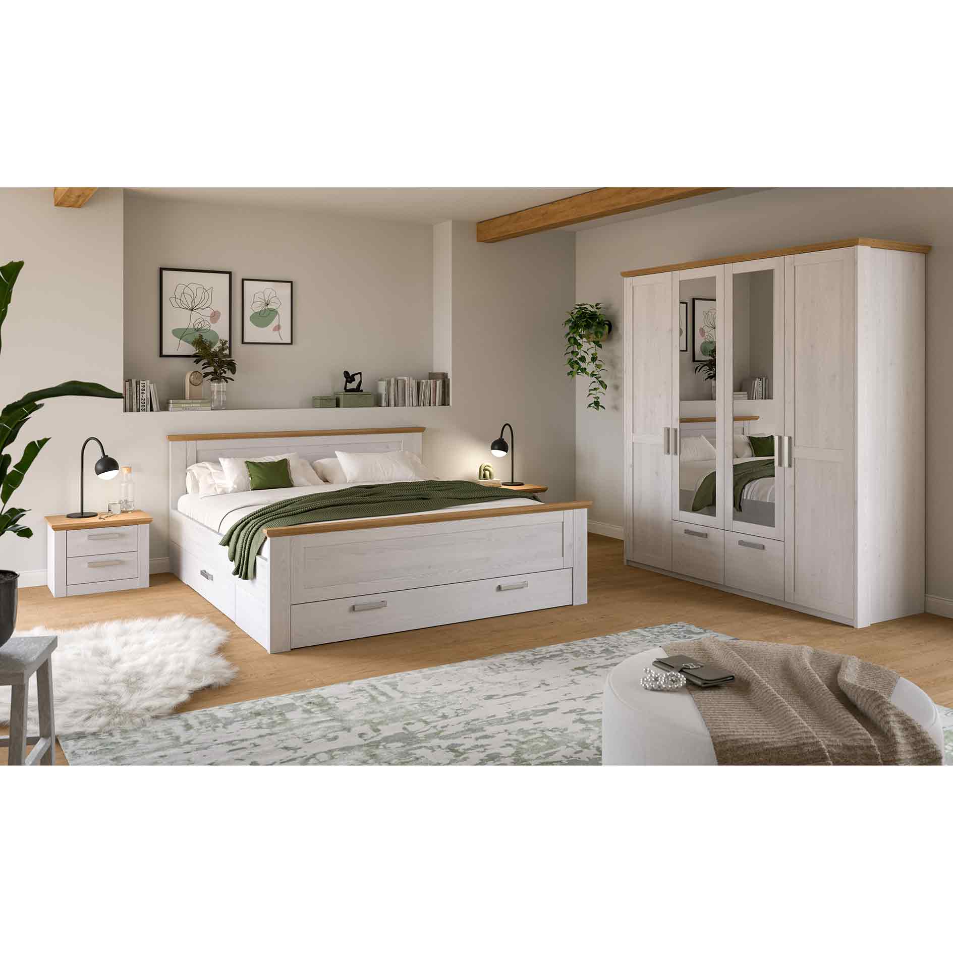 4-teiliges Schlafzimmer-Set VERONA - Sibiu Lärche - Artisan Eiche - mit Unterbettauszügen