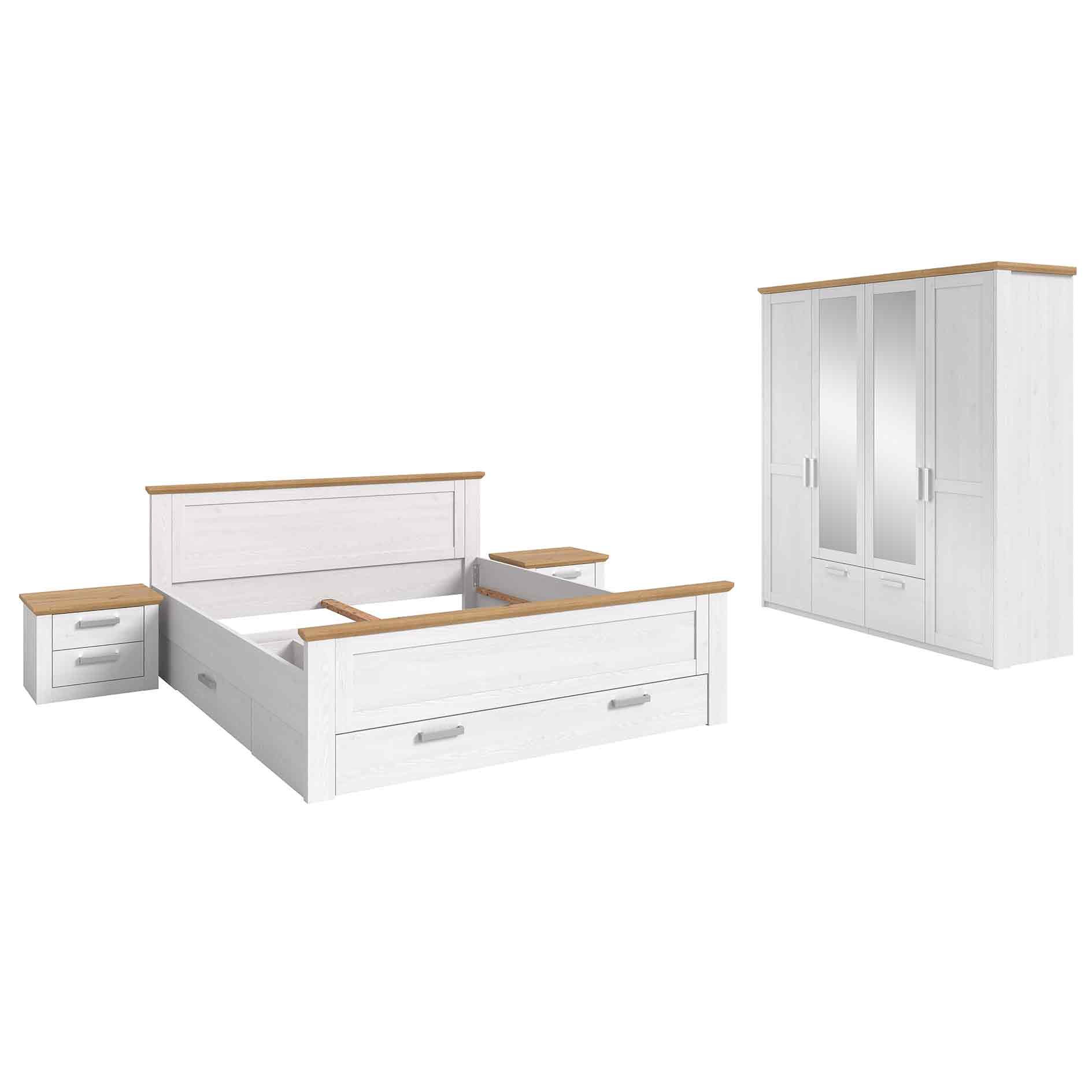 4-teiliges Schlafzimmer-Set VERONA - Sibiu Lärche - Artisan Eiche - mit Unterbettauszügen