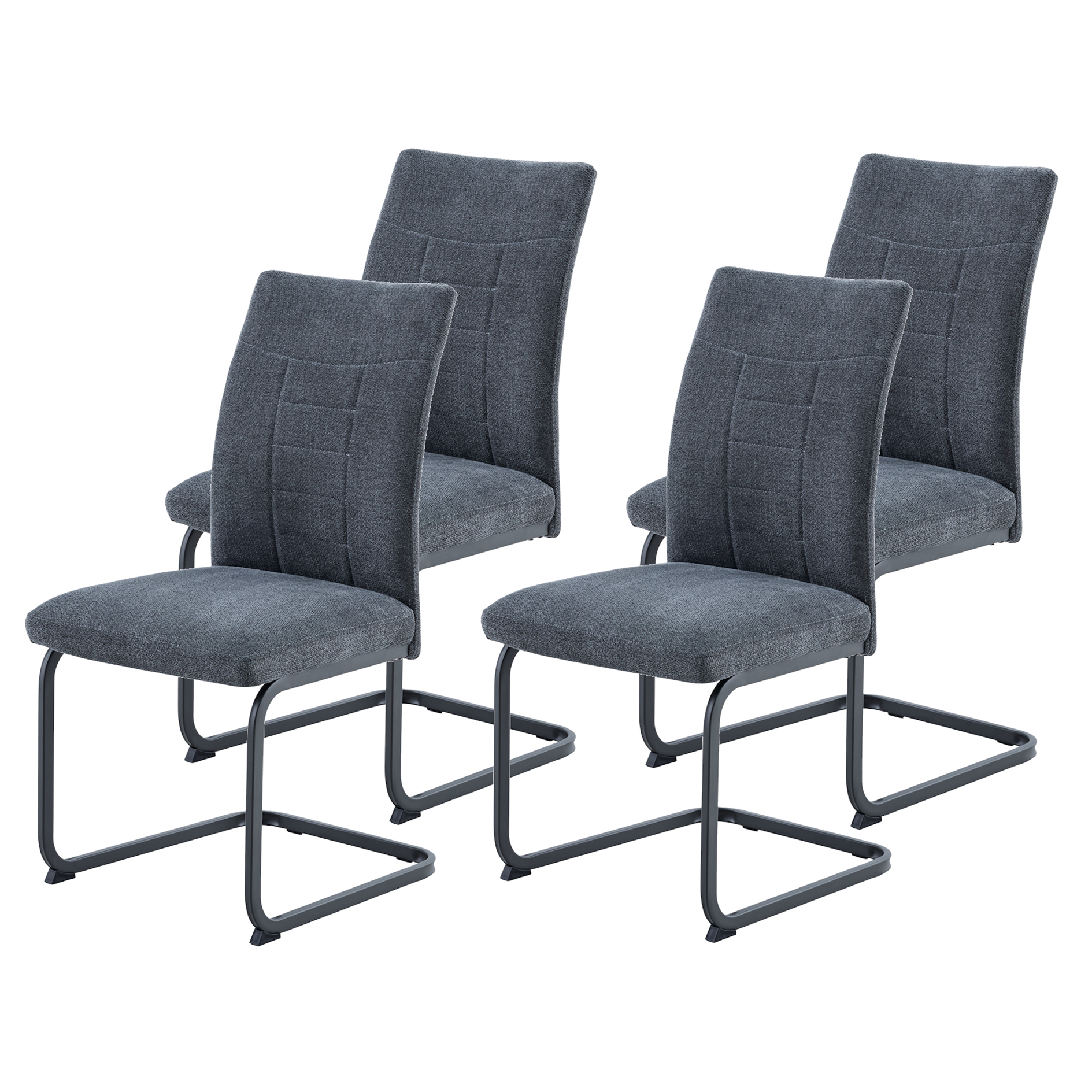 4-teiliges Schwingstuhl-Set - anthrazit-grau - XL-Sitzbreite