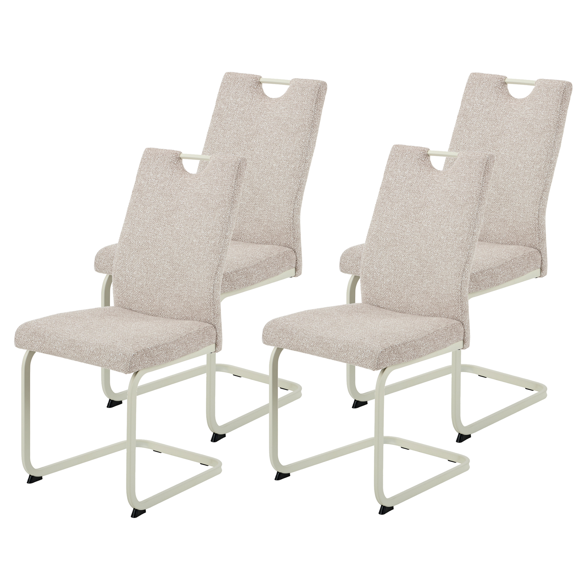 4-teiliges Schwingstuhl-Set - creme - Webstoff