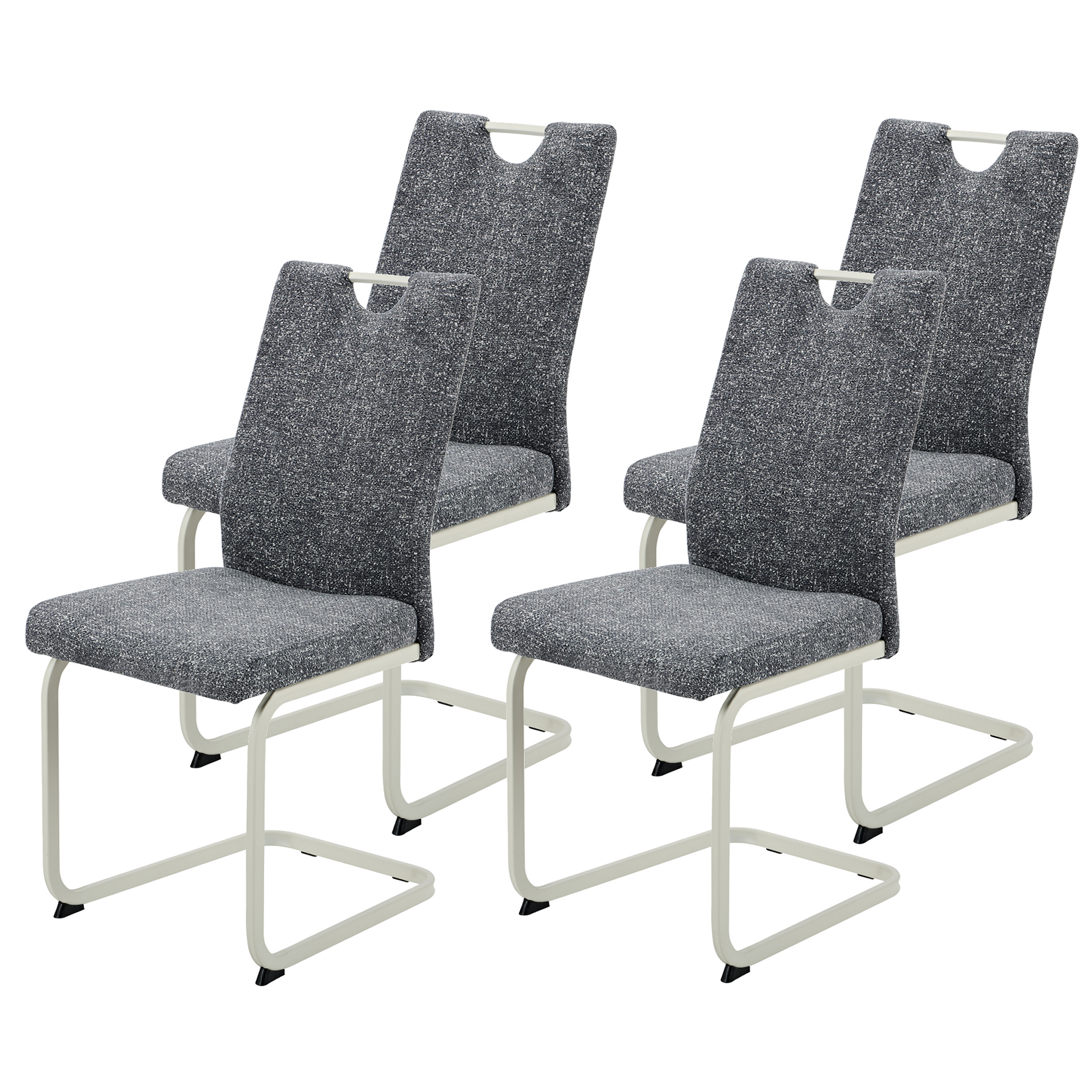 4-teiliges Schwingstuhl-Set - dunkelgrau - Webstoff