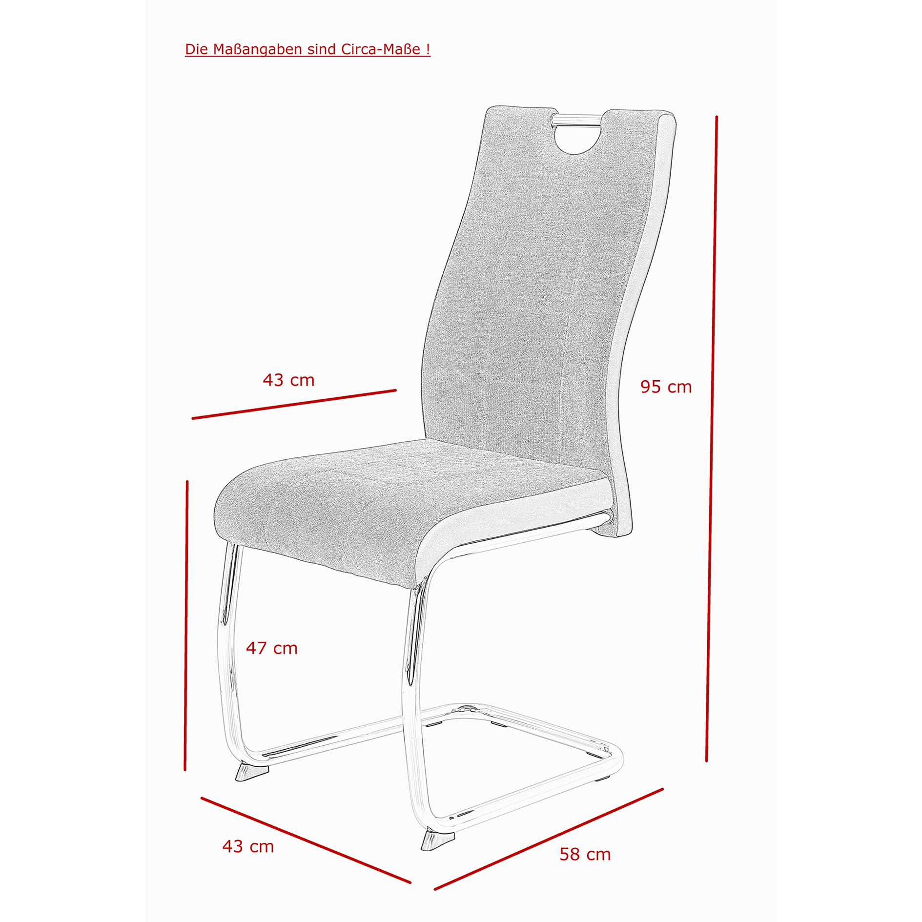 4-teiliges Schwingstuhl-Set - grau - Webstoff