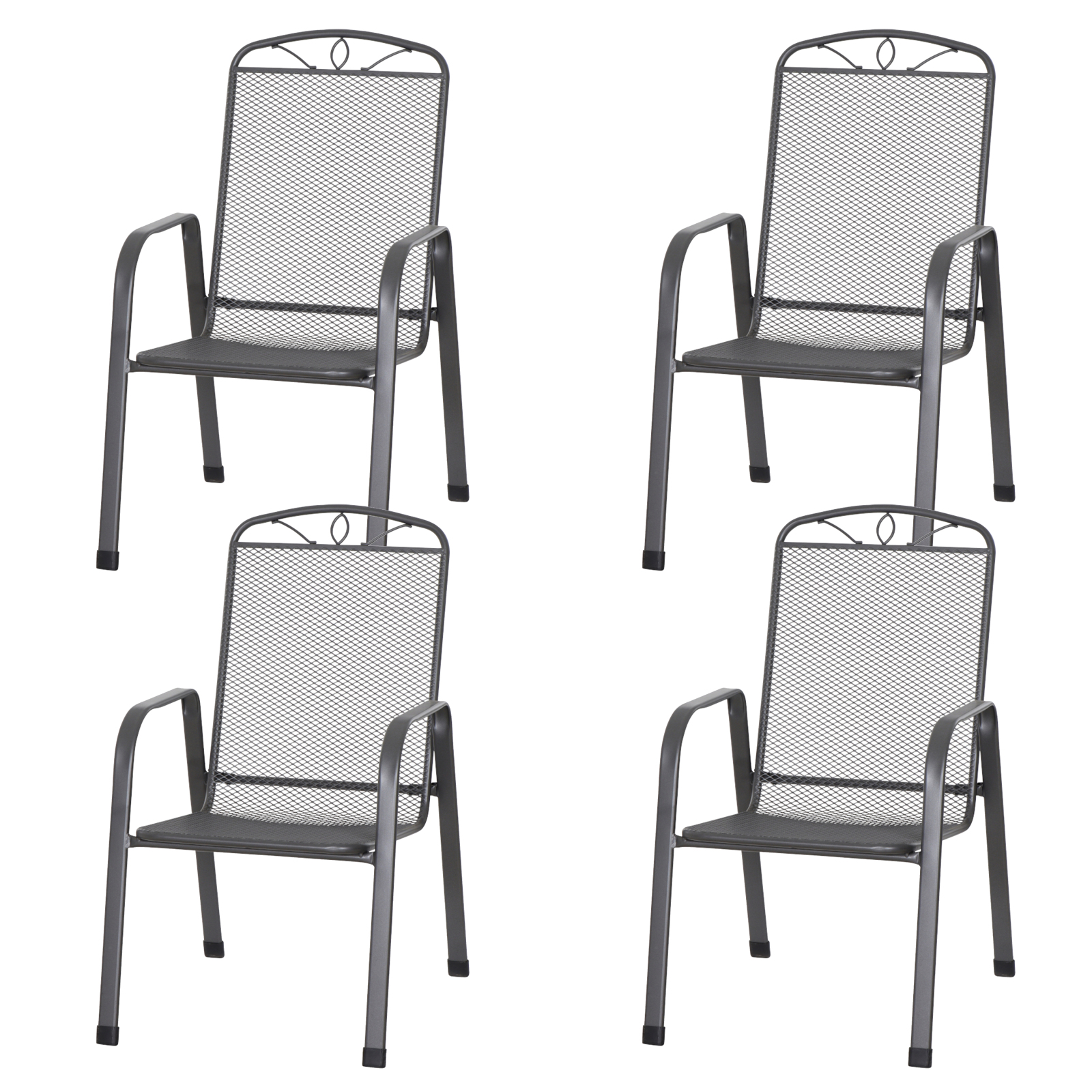 4-teiliges Stapelsessel-Set ELDA - anthrazit - Streckmetall