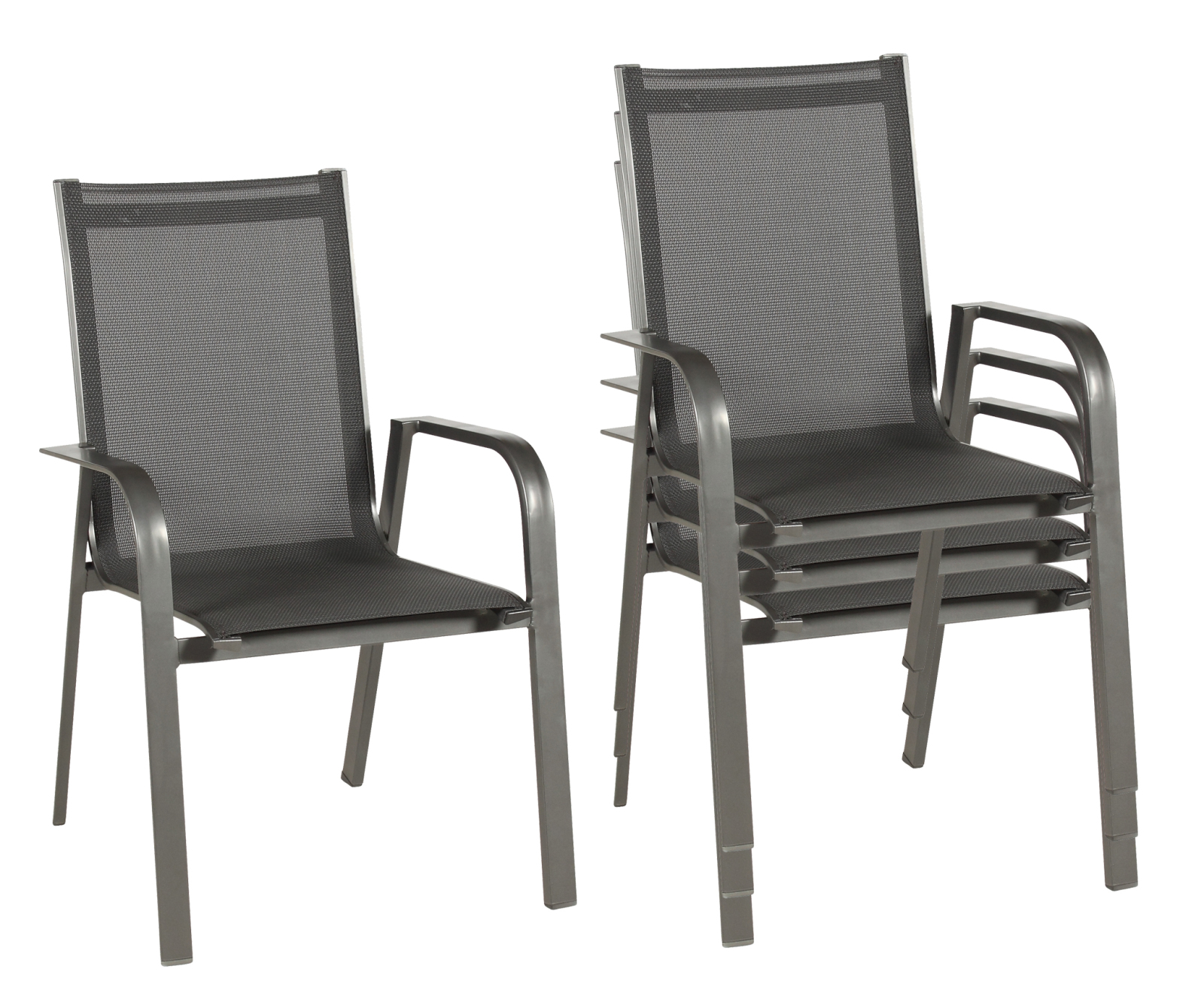 4-teiliges Stapelstuhl-Set - anthrazit-carbon